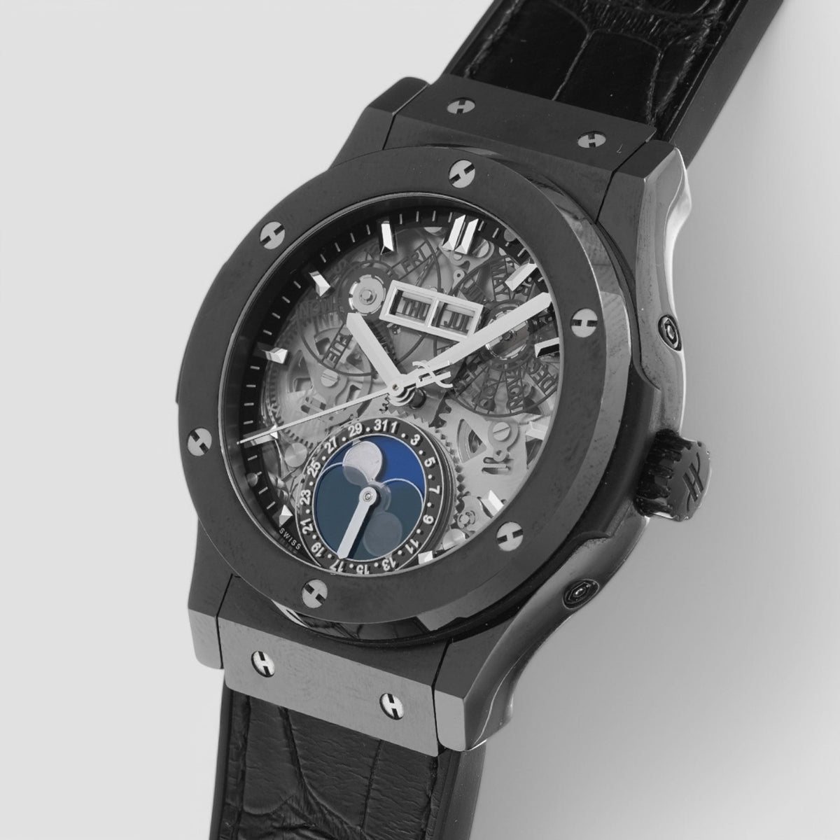 Classic Fusion Aerofusion Moonphase Black Magic Automatic Silver Dial Men's Watch