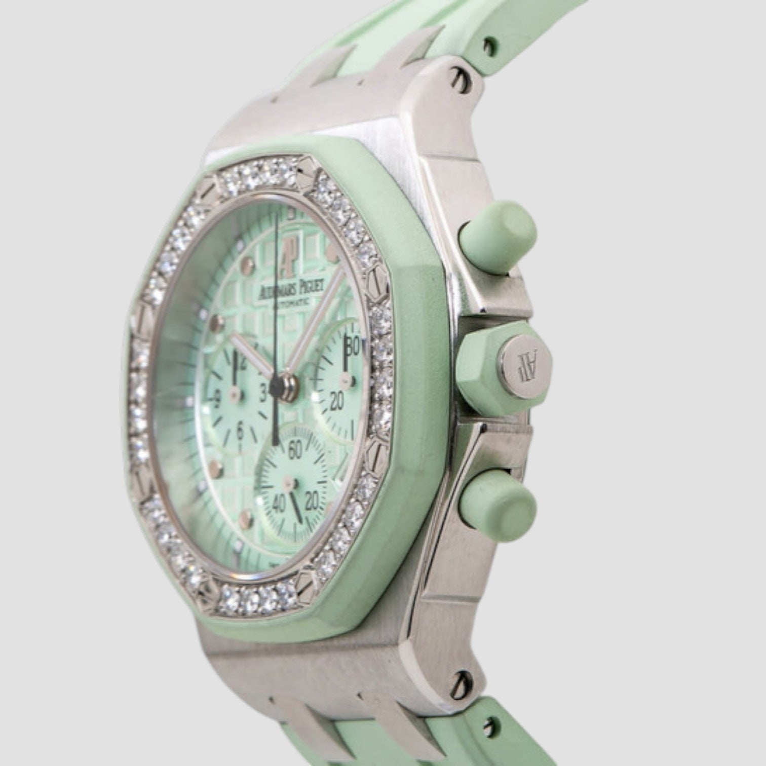 Royal Oak Offshore Chronograph Automatic Diamond Green Dial Ladies Watch