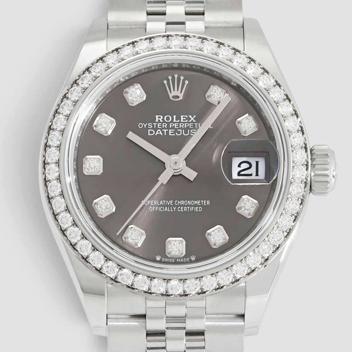 Lady-Datejust 28 Grey Diamond Dial Jubilee