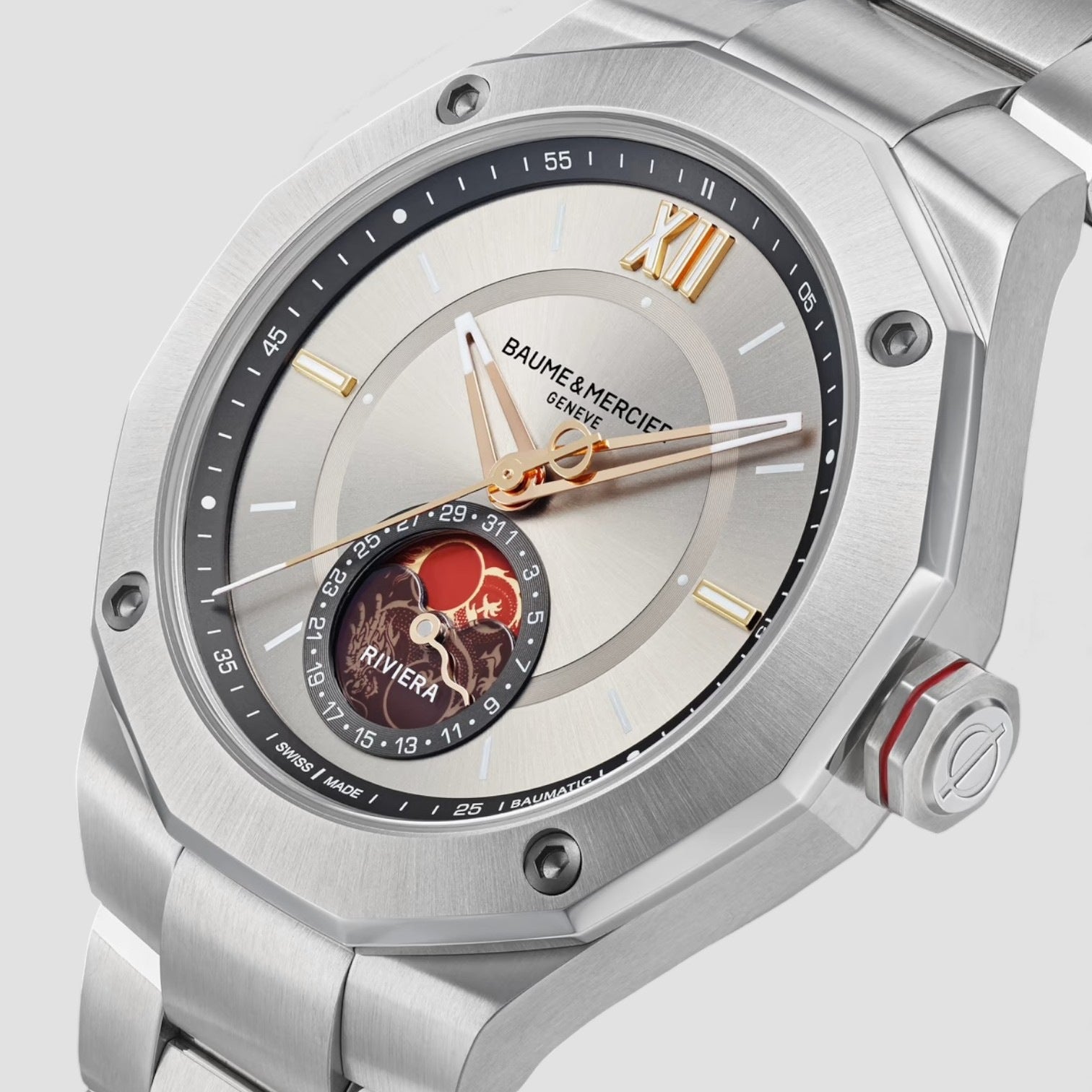 Riviera Baumatic Automatic Moon-Phase 43mm Stainless Steel Watch