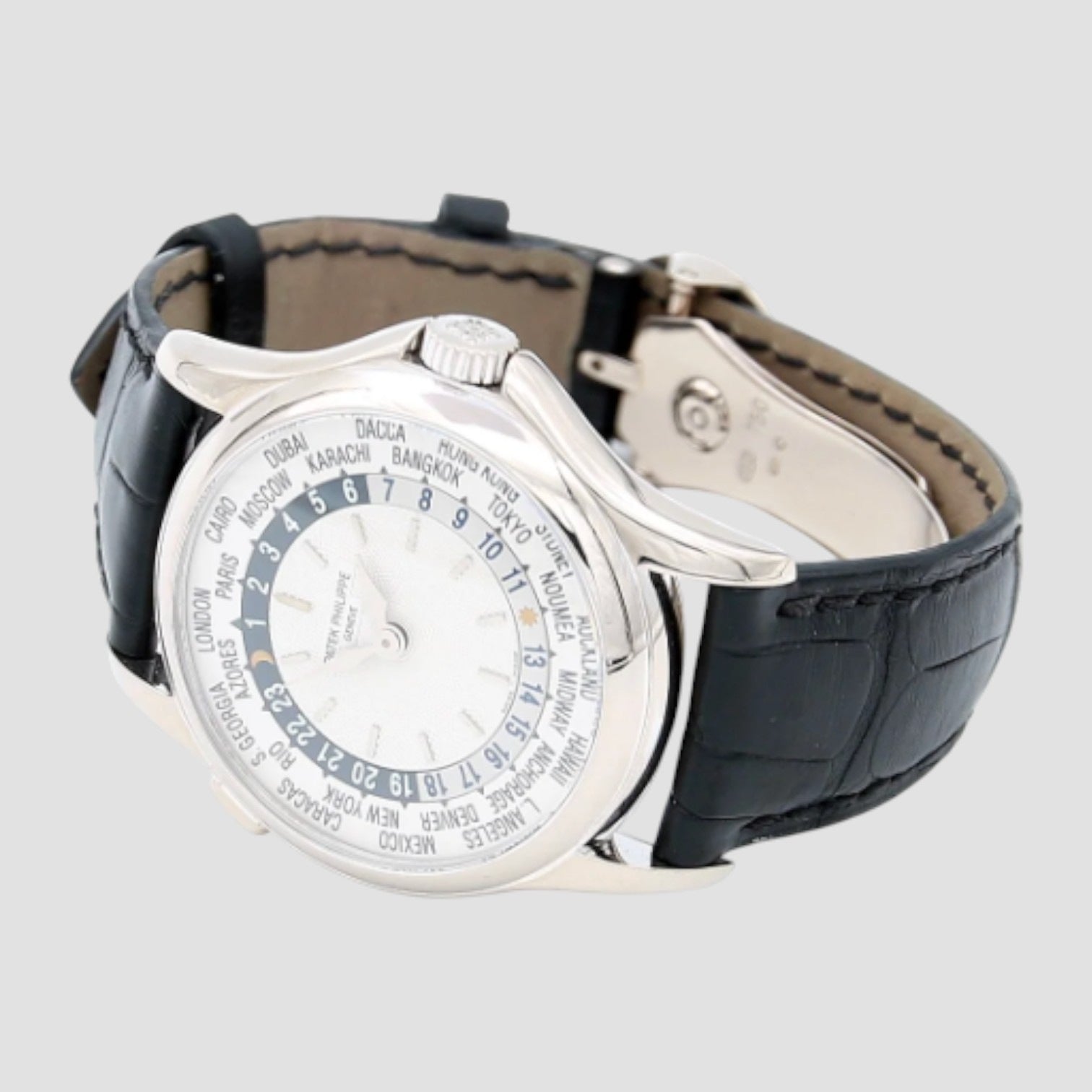 World Time Automatic White Gold Mens Watch