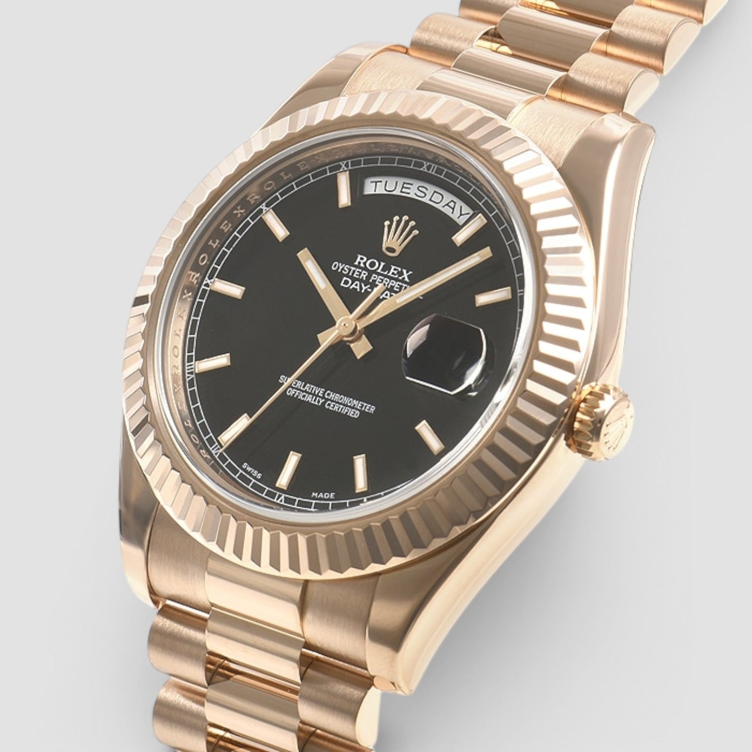 Day-Date II 41mm 18K Everose Gold Grey Roman Dial