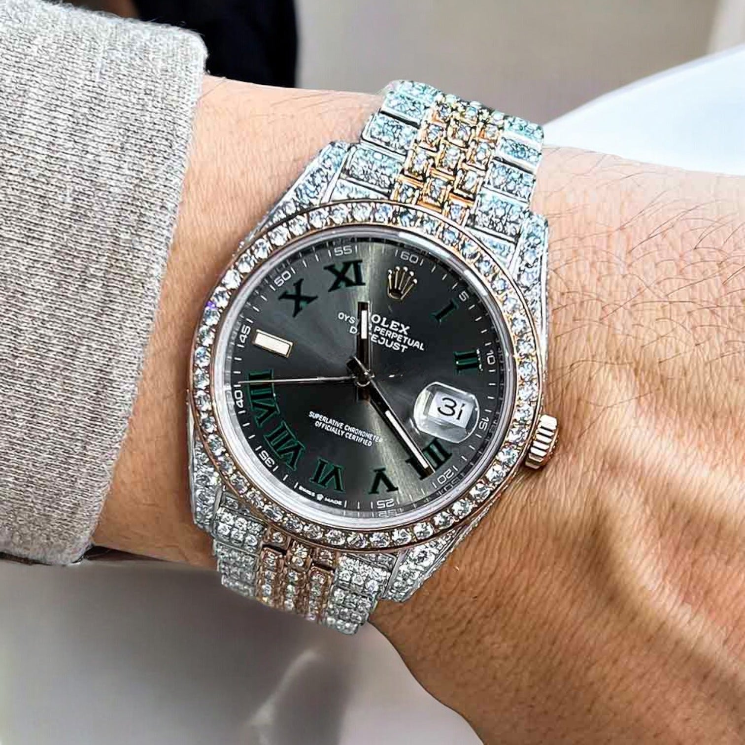 Datejust 41 – Jubilee – “Wimbledon” Dial – Custom Diamond-Set - Iced Out