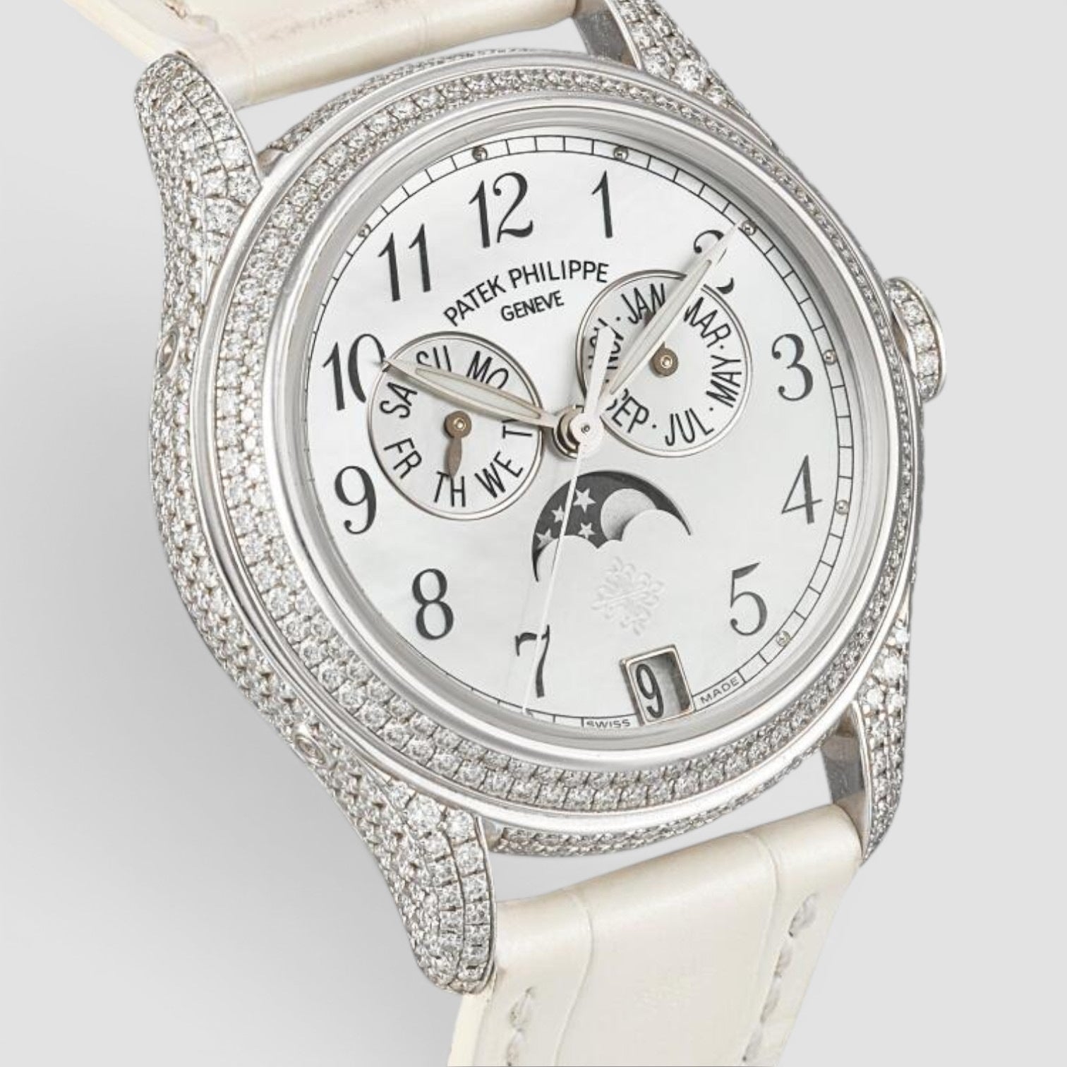 Annual Calendar Moon Phase Diamond Bezel