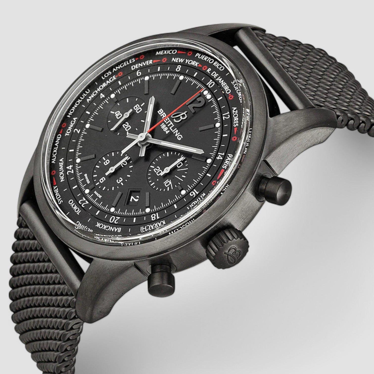 Transocean Unitime Pilot Automatic Black Dial Men's Watch