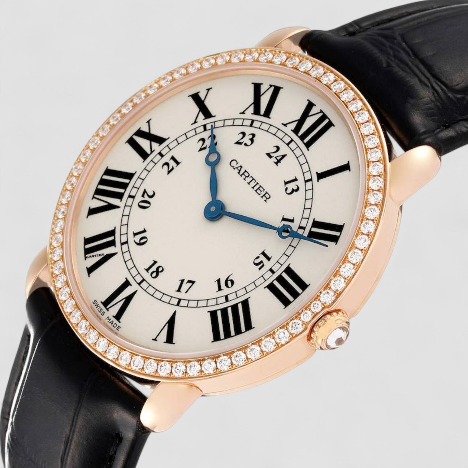 Ronde Louis Rose Gold Diamond Mens Watch