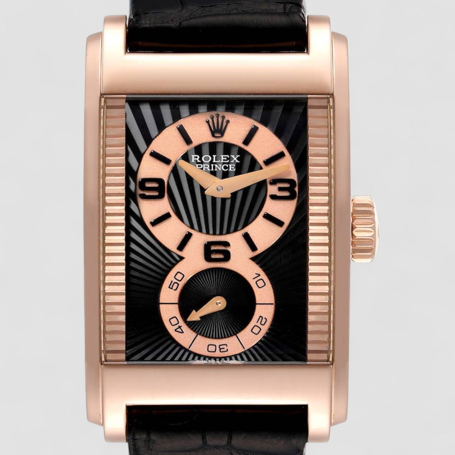 Cellini Prince 18K Rose Gold Black Dial Mens Watch