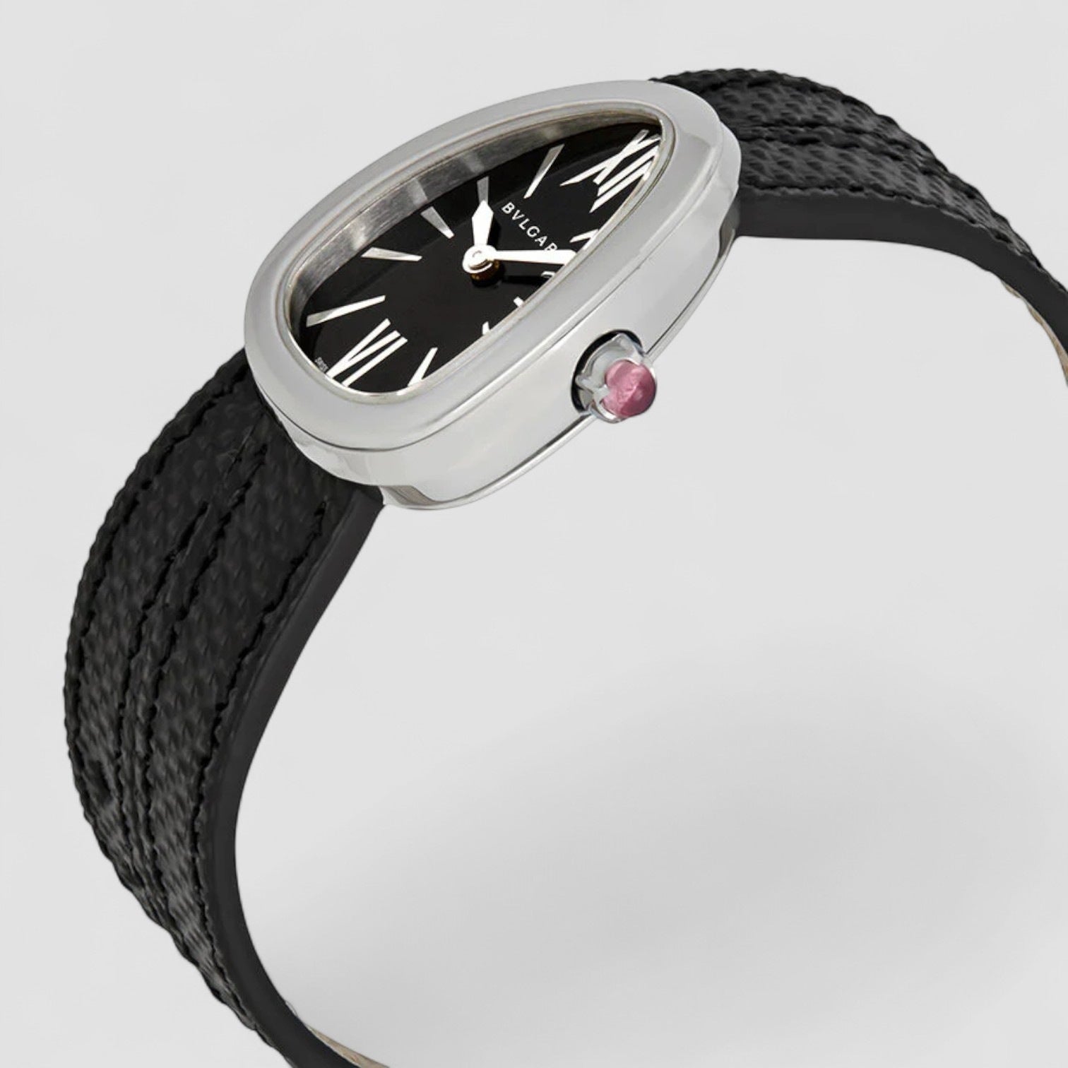 Serpenti Black Dial Ladies Double Wrap Leather Watch