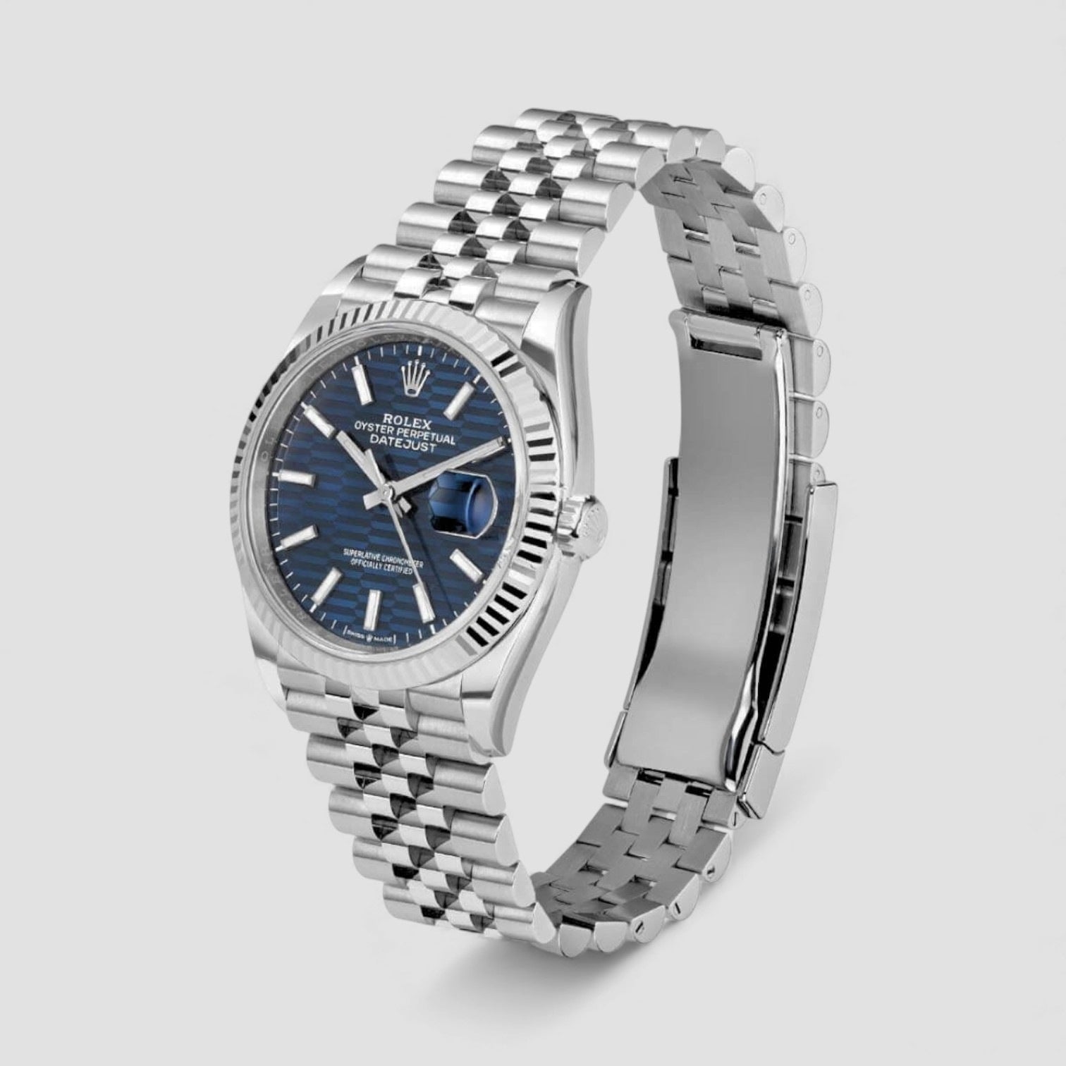 Datejust Automatic Blue Dial 18kt White Gold Men's Watch