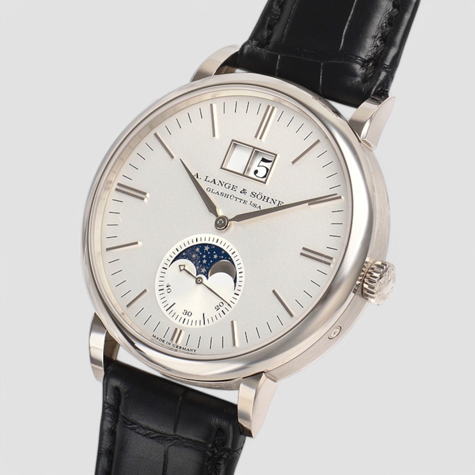Saxonia Moon Phase Automatik 18K White Gold / Silver Dial