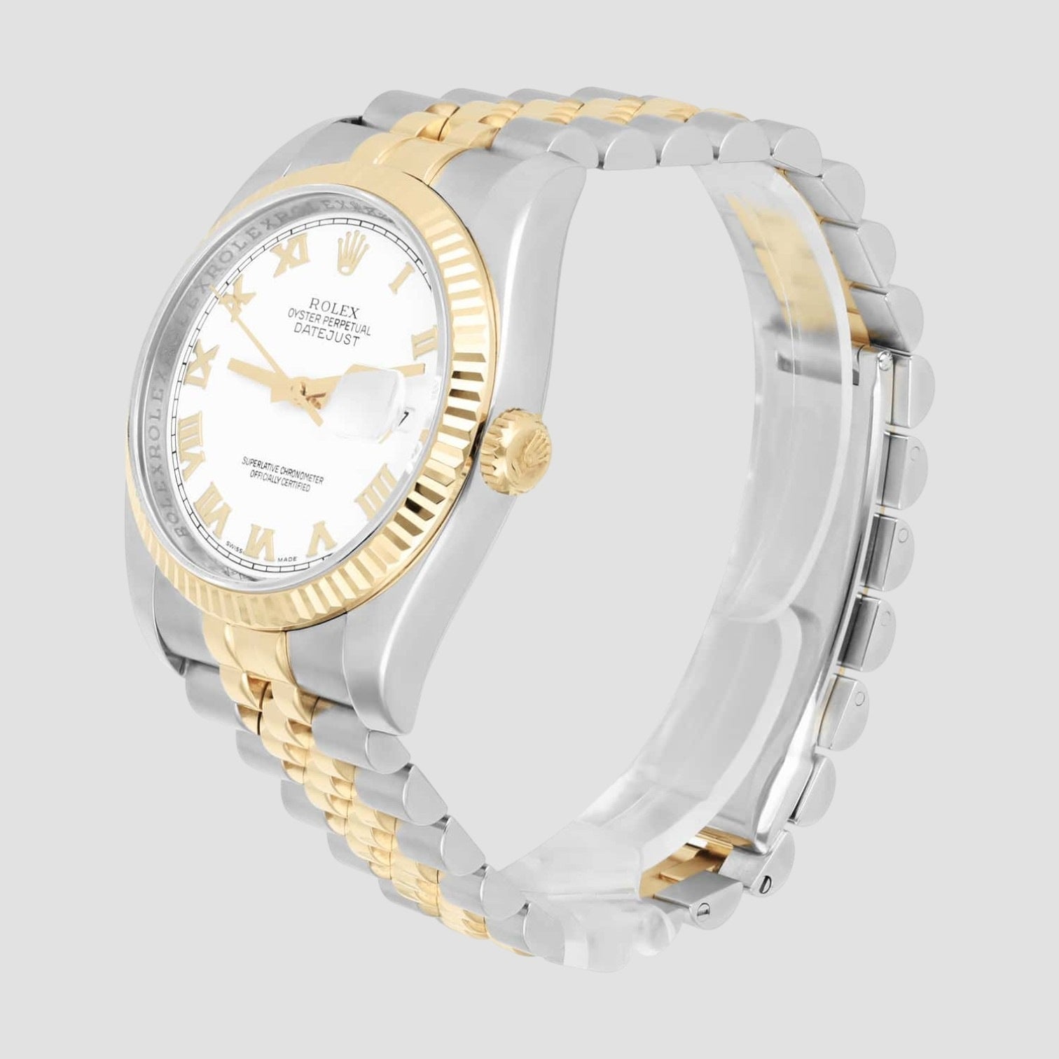 Datejust 36 Gold & Steel White Roman Dial Jubilee Watch