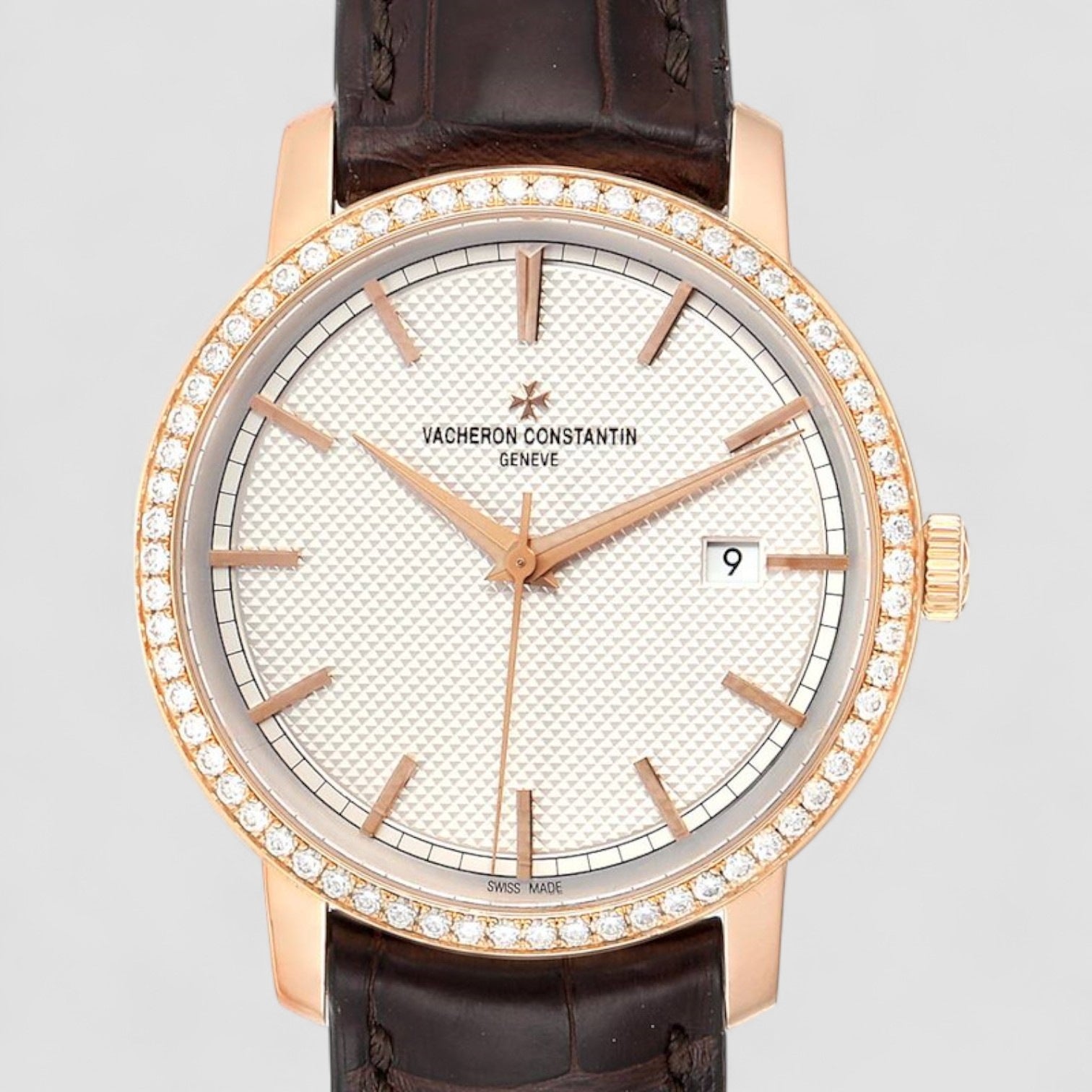 Traditionnelle Rose Gold Diamond Unisex Watch