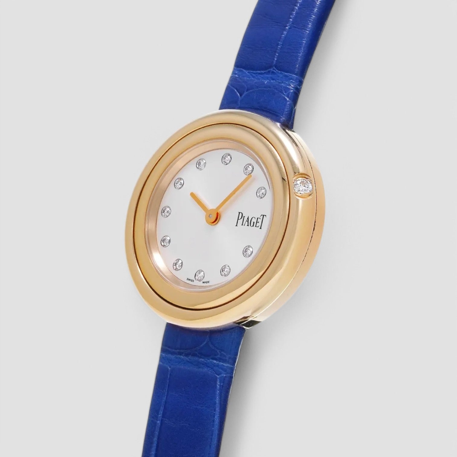 Possession Diamond Silver Dial Ladies 18K Rose Gold Leather Watch