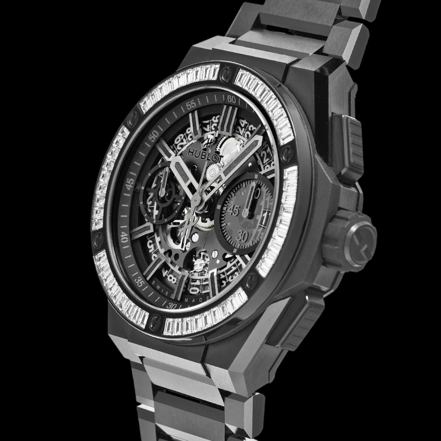 Big Bang Integrated All Black Baguette Diamonds Black Men's Watch