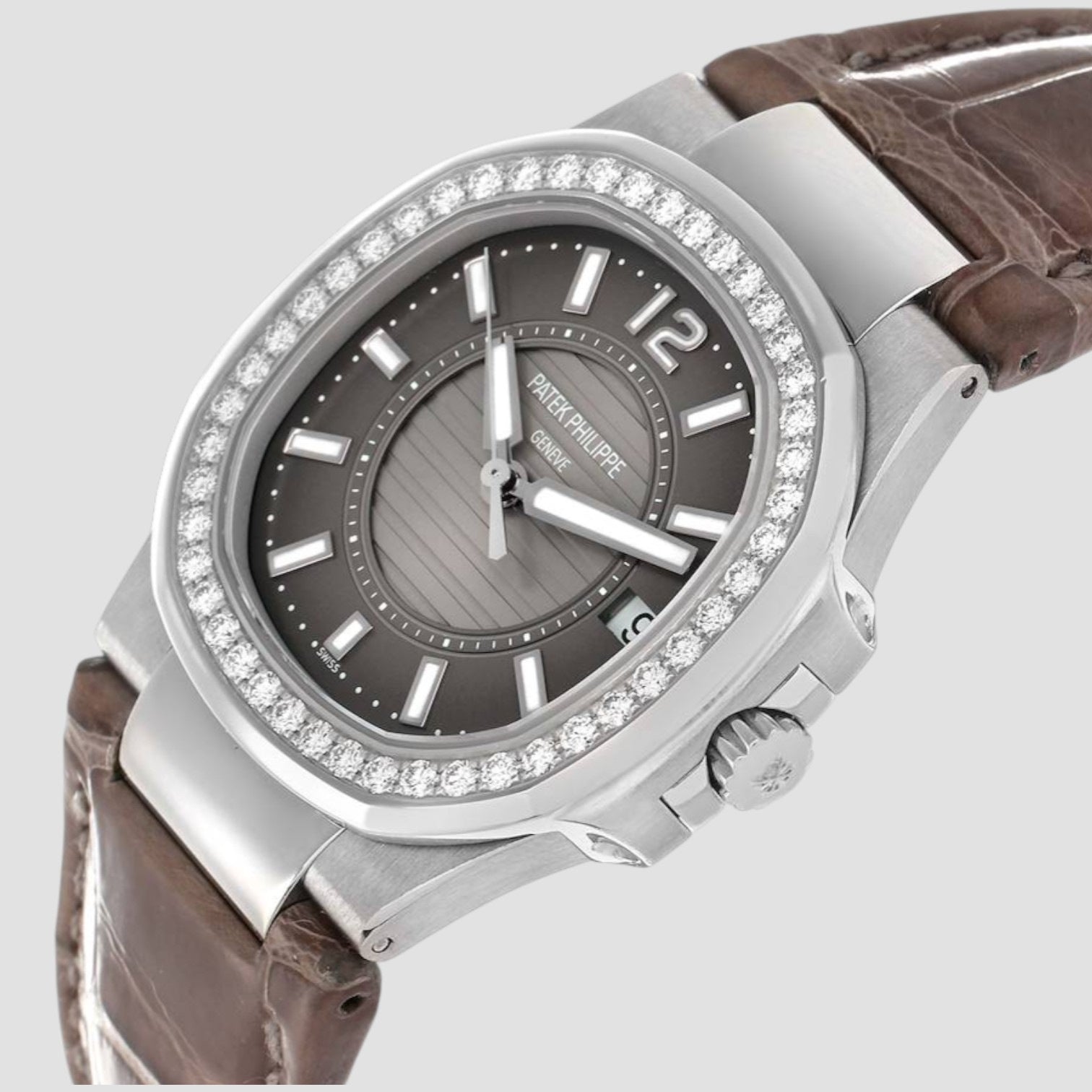 Nautilus White Gold Diamond Bezel Ladies Watch