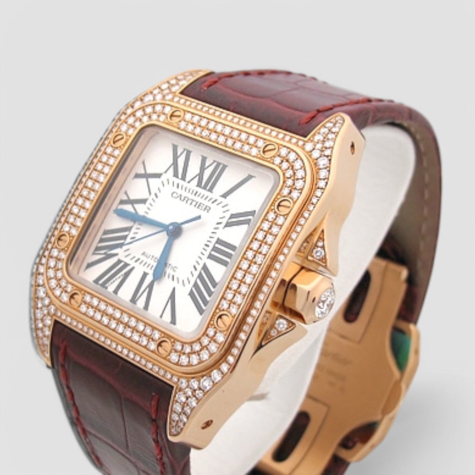 Santos 100 Diamond Silver Dial Ladies Watch