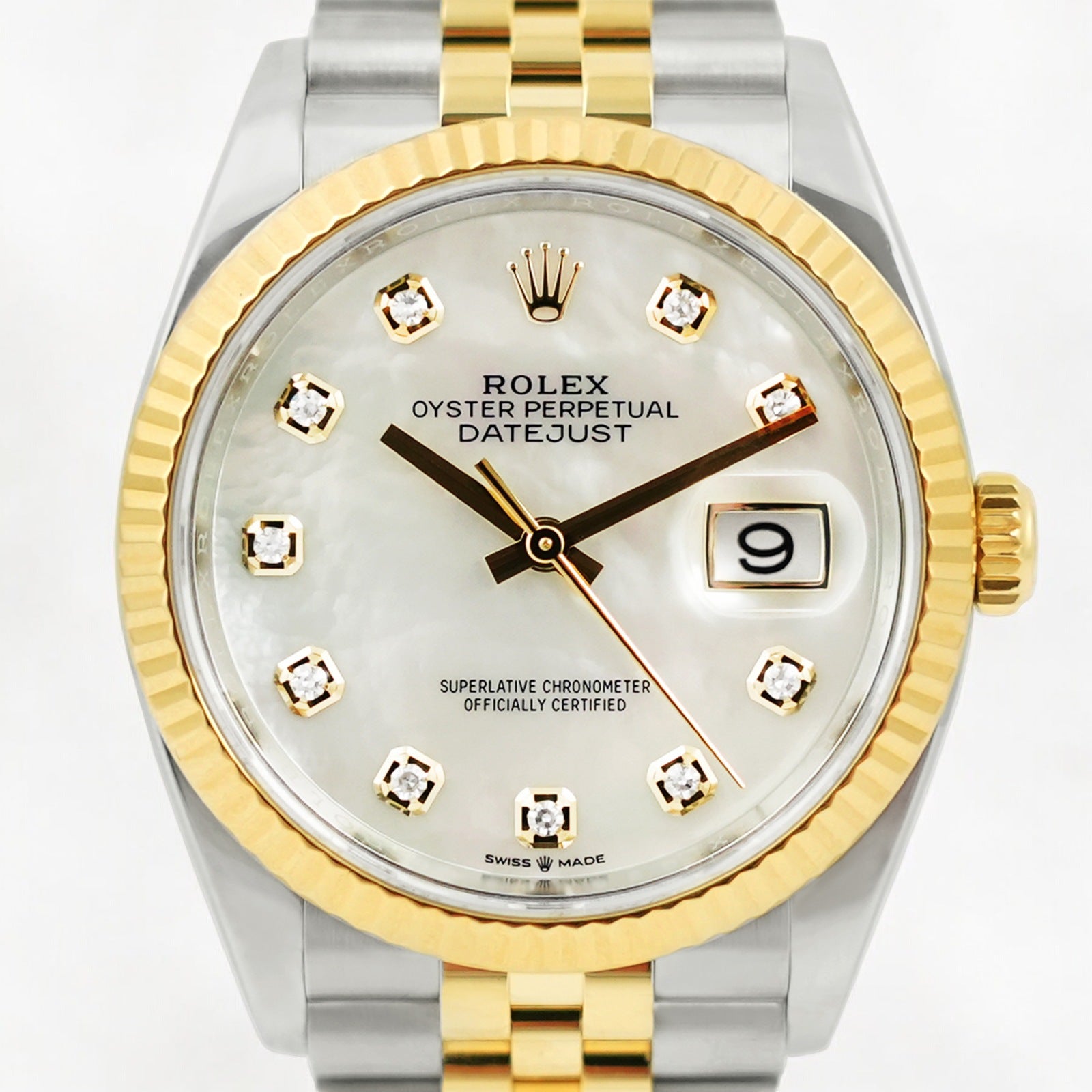 Datejust 36 Twotones Mother Of Pearl Diamond Dial Full Set