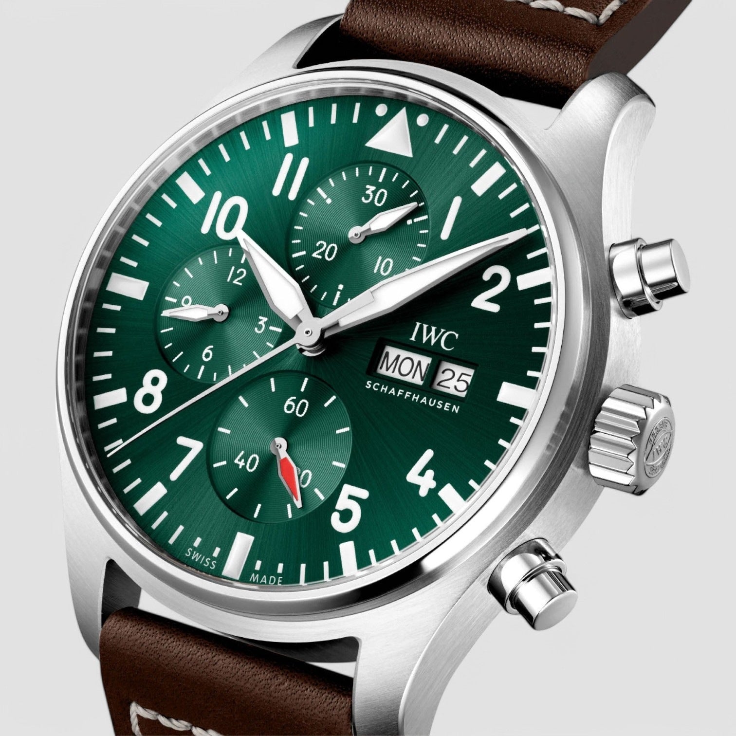 Pilots Green Dial Chronograph/ Leather 43 mm