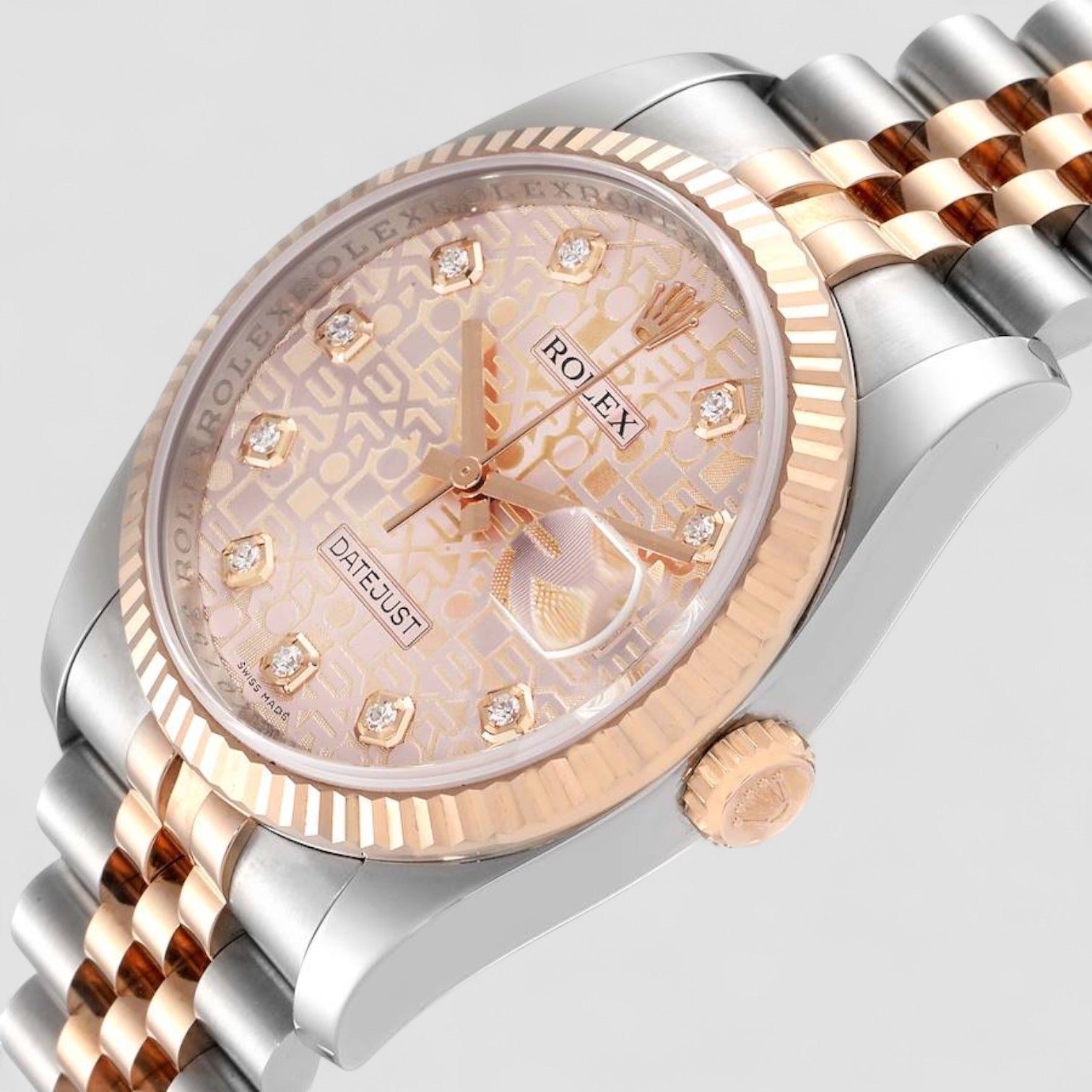 Datejust 36mm Dial Steel Rose Gold Diamond Unisex Watch