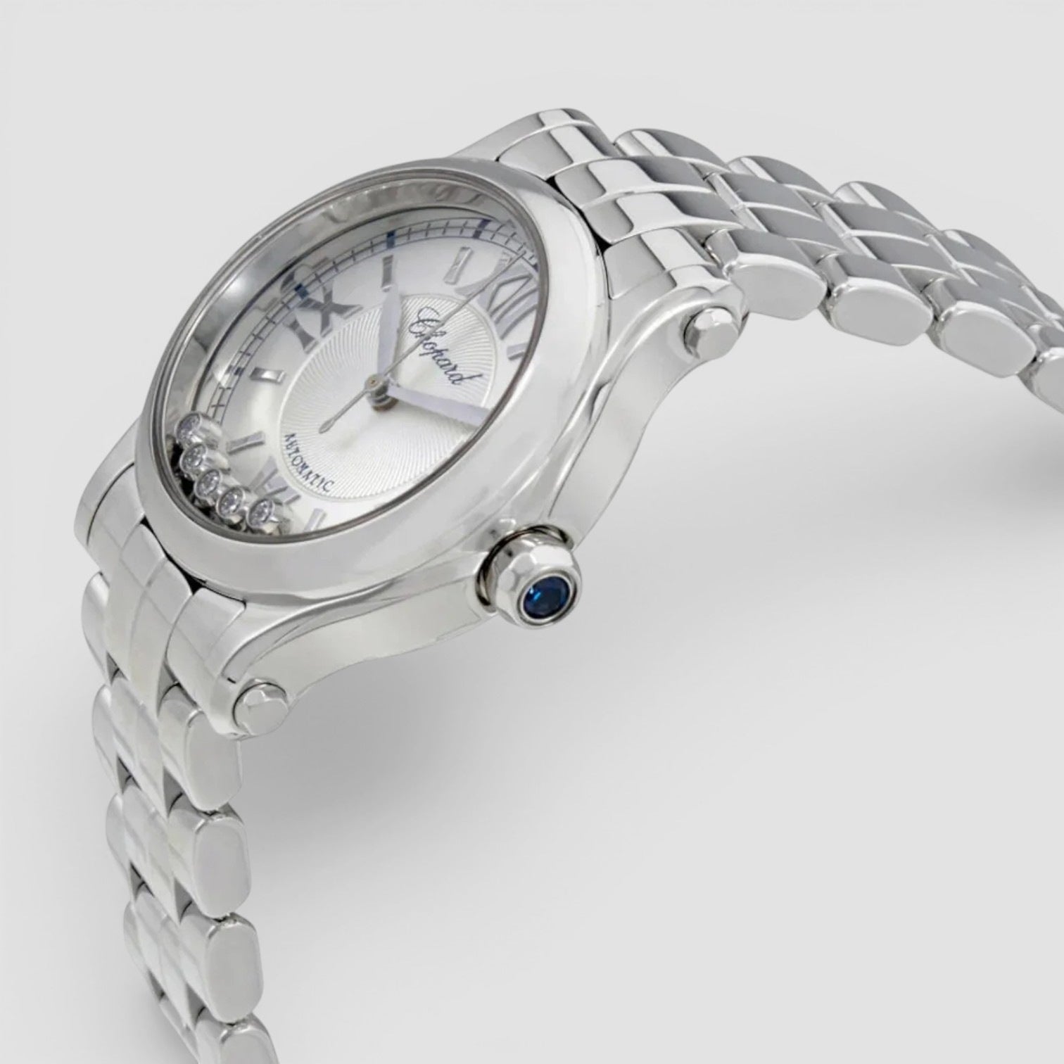 Happy Sport Automatic 30mm Steel Silver Dial Diamond