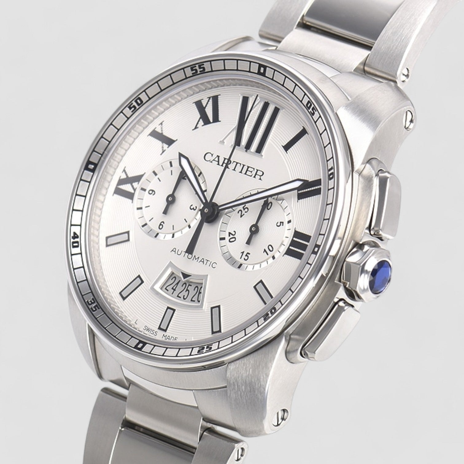 Calibre de Cartier Chronograph Silver Dial SS