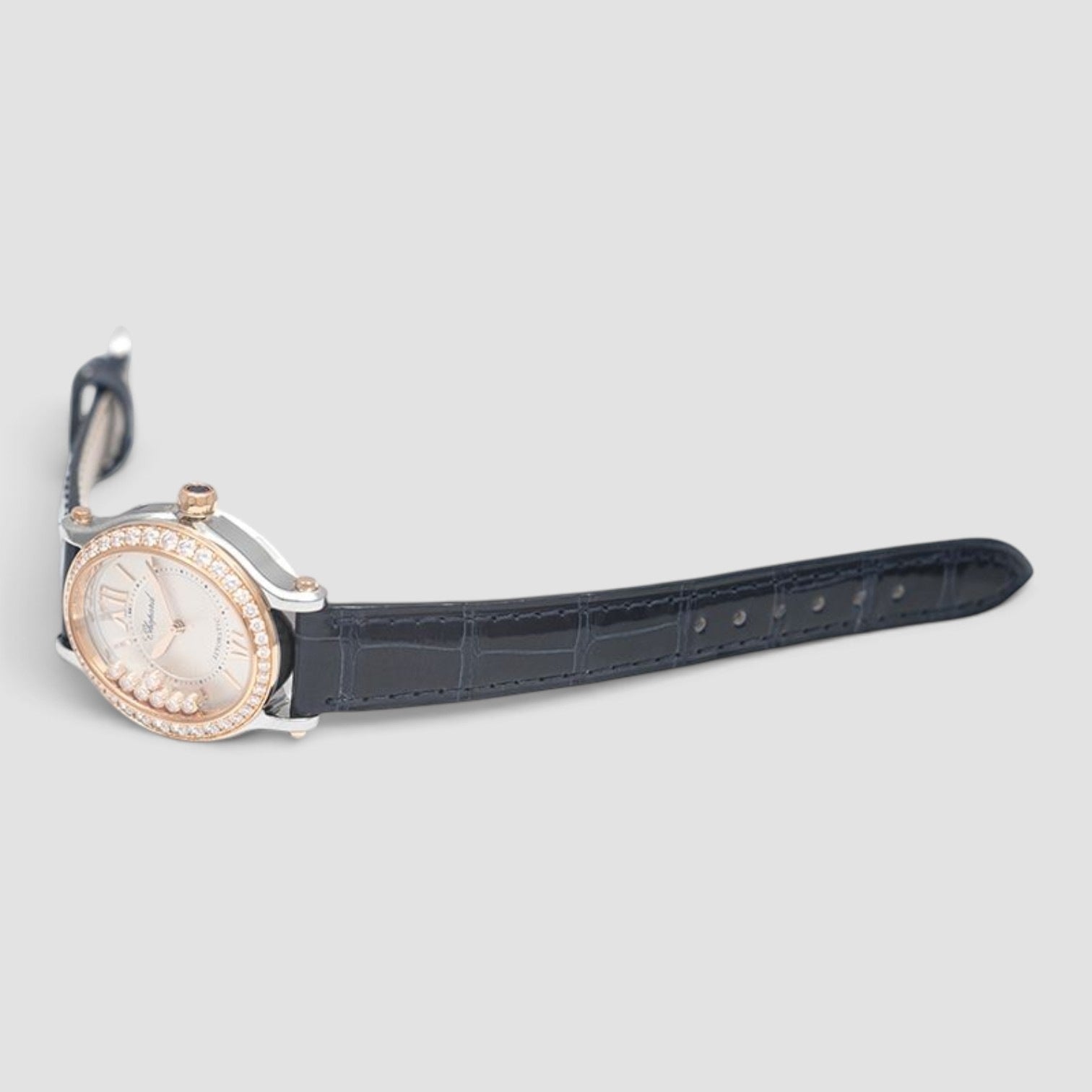 Happy Sport Oval 31.3mm Gold & Steel Silver Dial