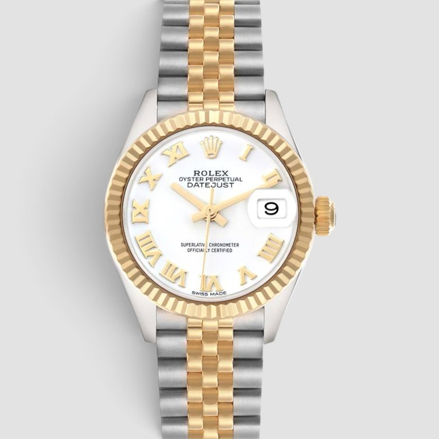 Lady-Datejust 28mm Oystersteel & 18K Yellow Gold White Roman Dial
