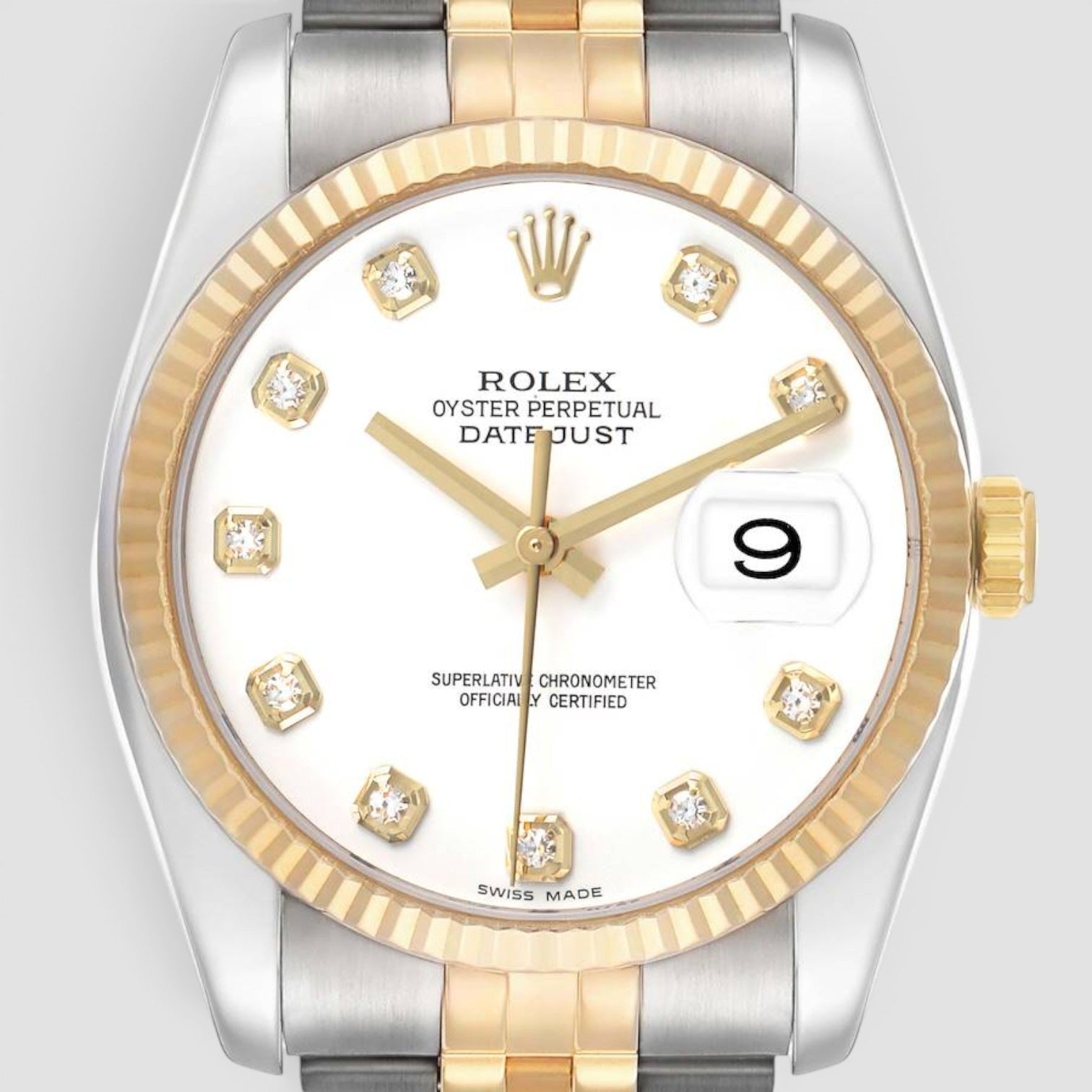 Datejust 36mm Steel & Yellow Gold White Diamond Dial