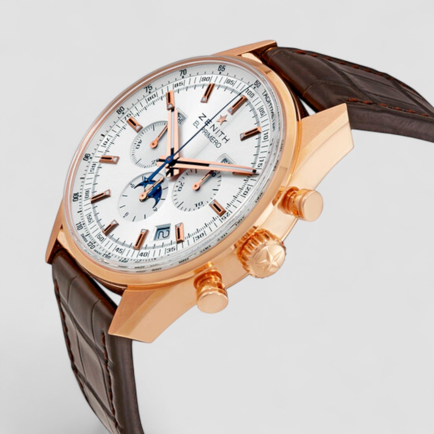 El Primero Automatic Silver Dial 18kt Rose Gold Men's Watch