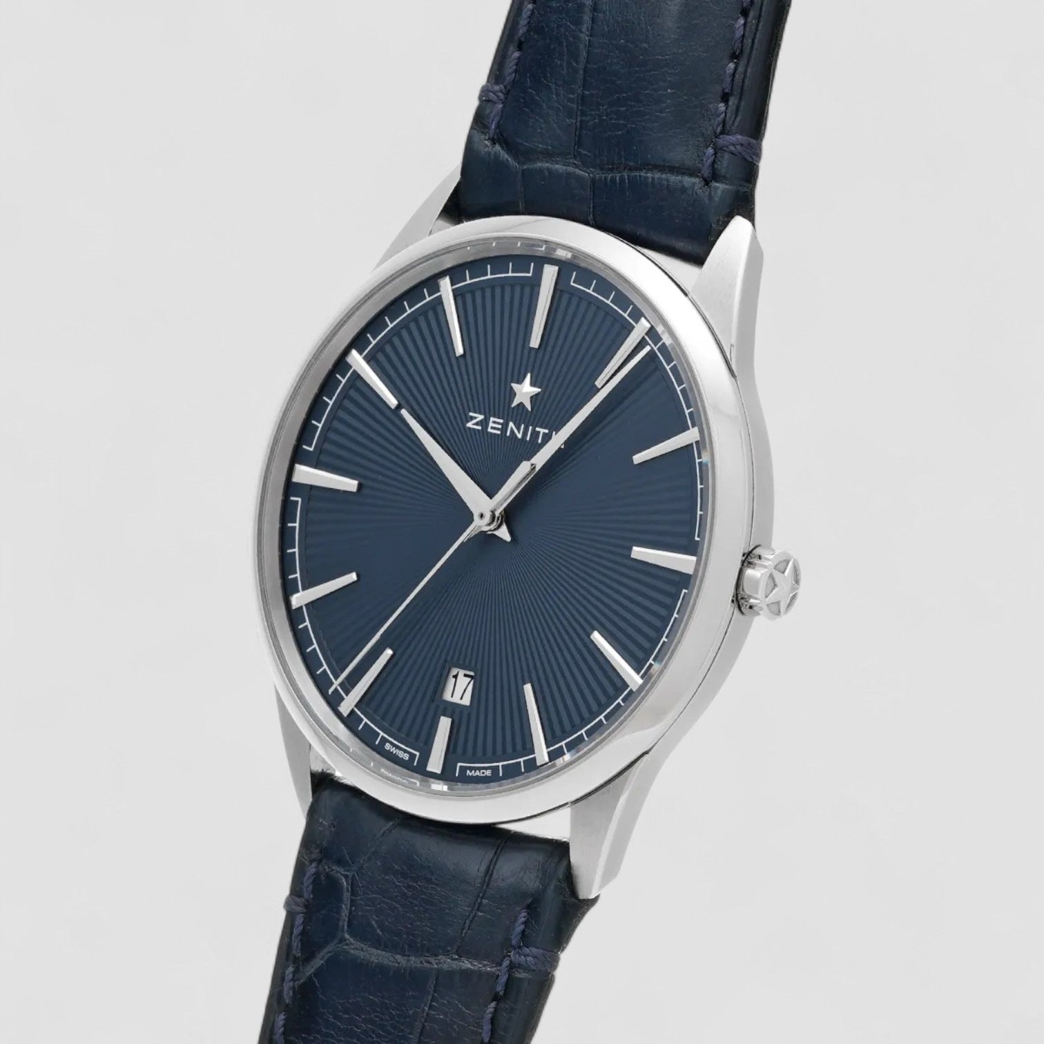 Elite Automatic Blue Sunray patterned Dial Steel Men's Watch