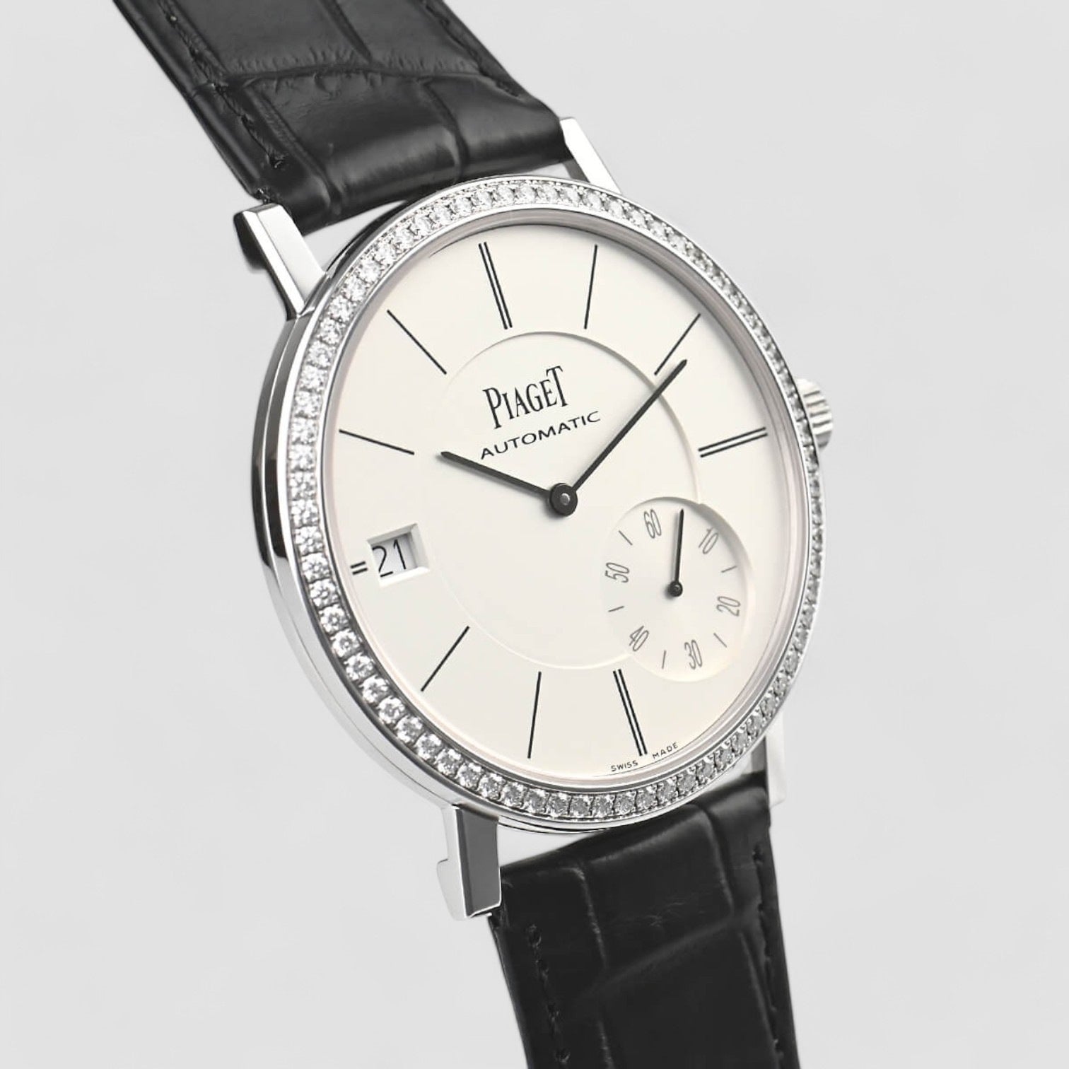 Altiplano Silvered Dial 18K White Gold Diamond Automatic Men's Wach