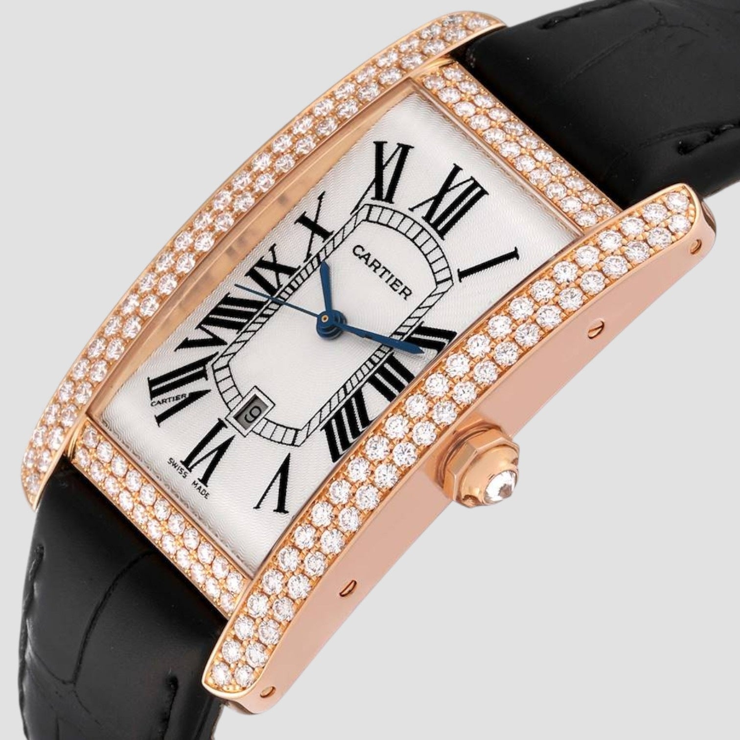 Tank Americaine Large Rose Gold Diamond Mens Watch