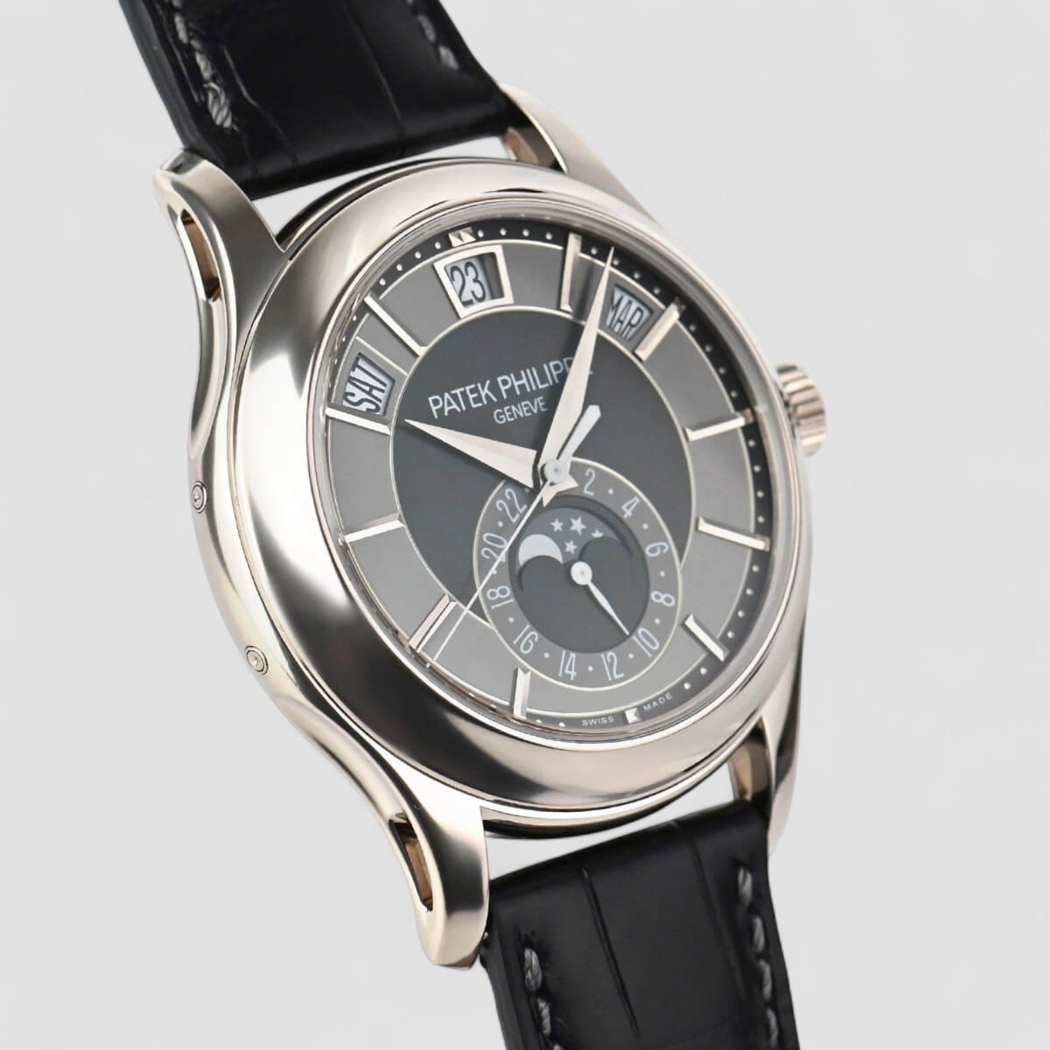 Annual Calendar Black Dial 18K White Gold