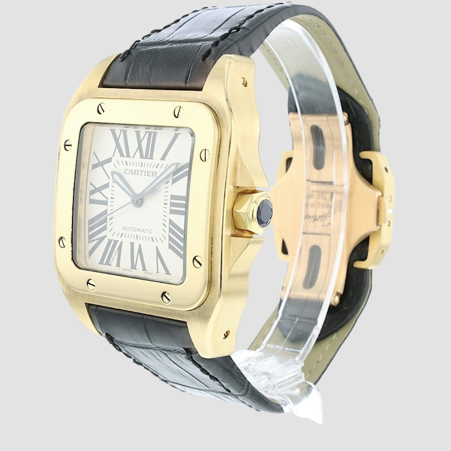 Santos 100 18K Yellow Gold Men's Watch