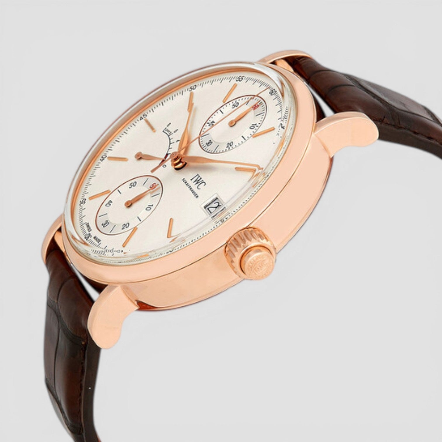 Portofino Monopusher Silver-Plated Dial Chronograph 18K Rose Gold Men's Watch