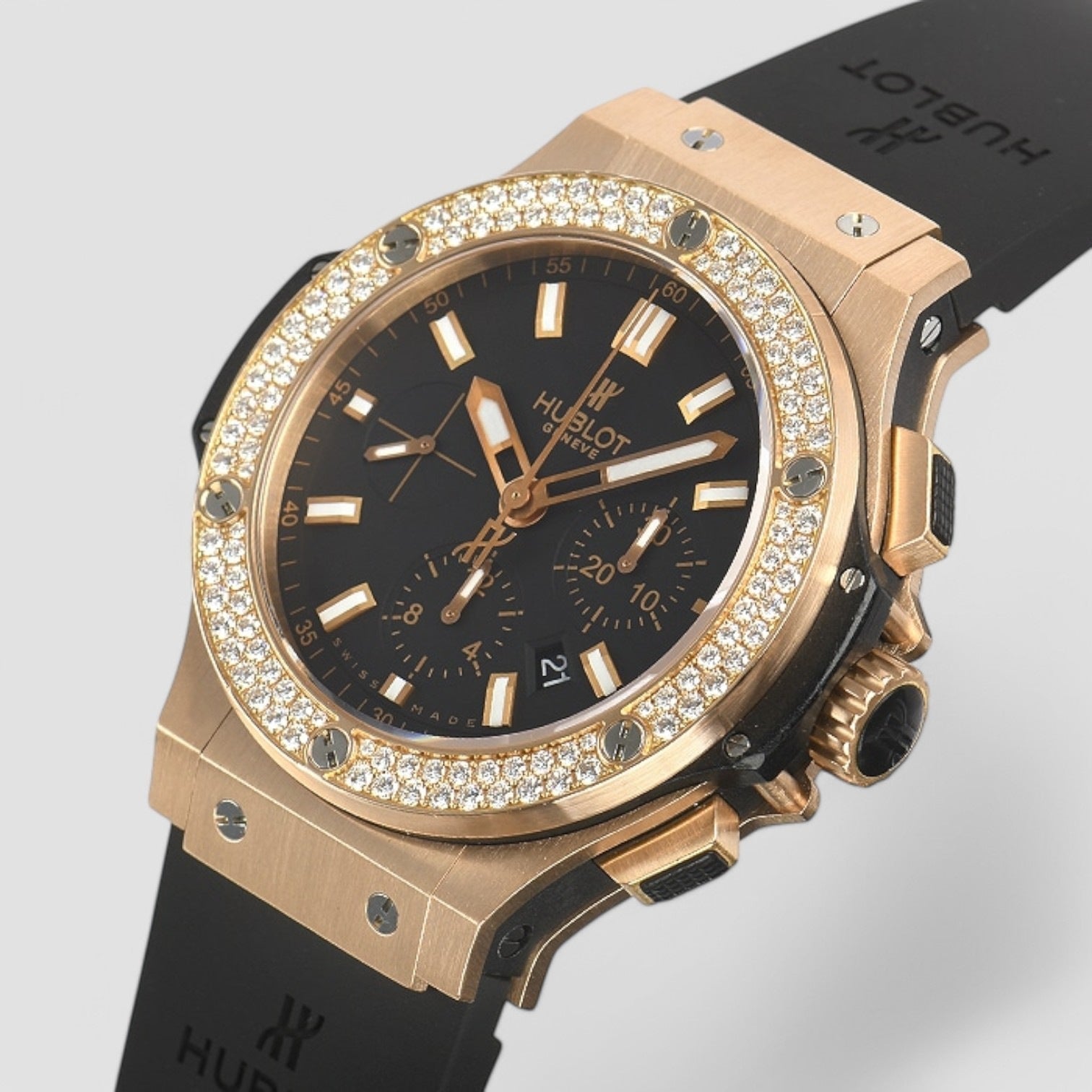 Big Bang 18kt Rose Gold Automatic Chronograph Diamond Men's Watch