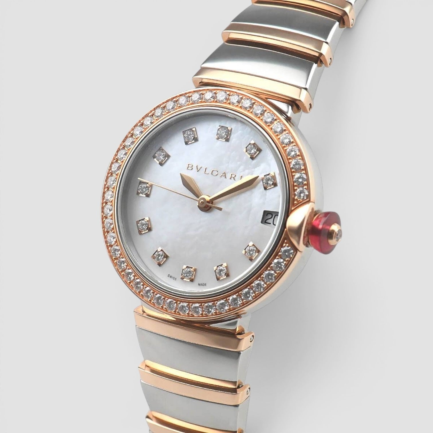 Lucea 33mm Rose Gold & Stainless Steel Diamond Mother of Pearl Dial