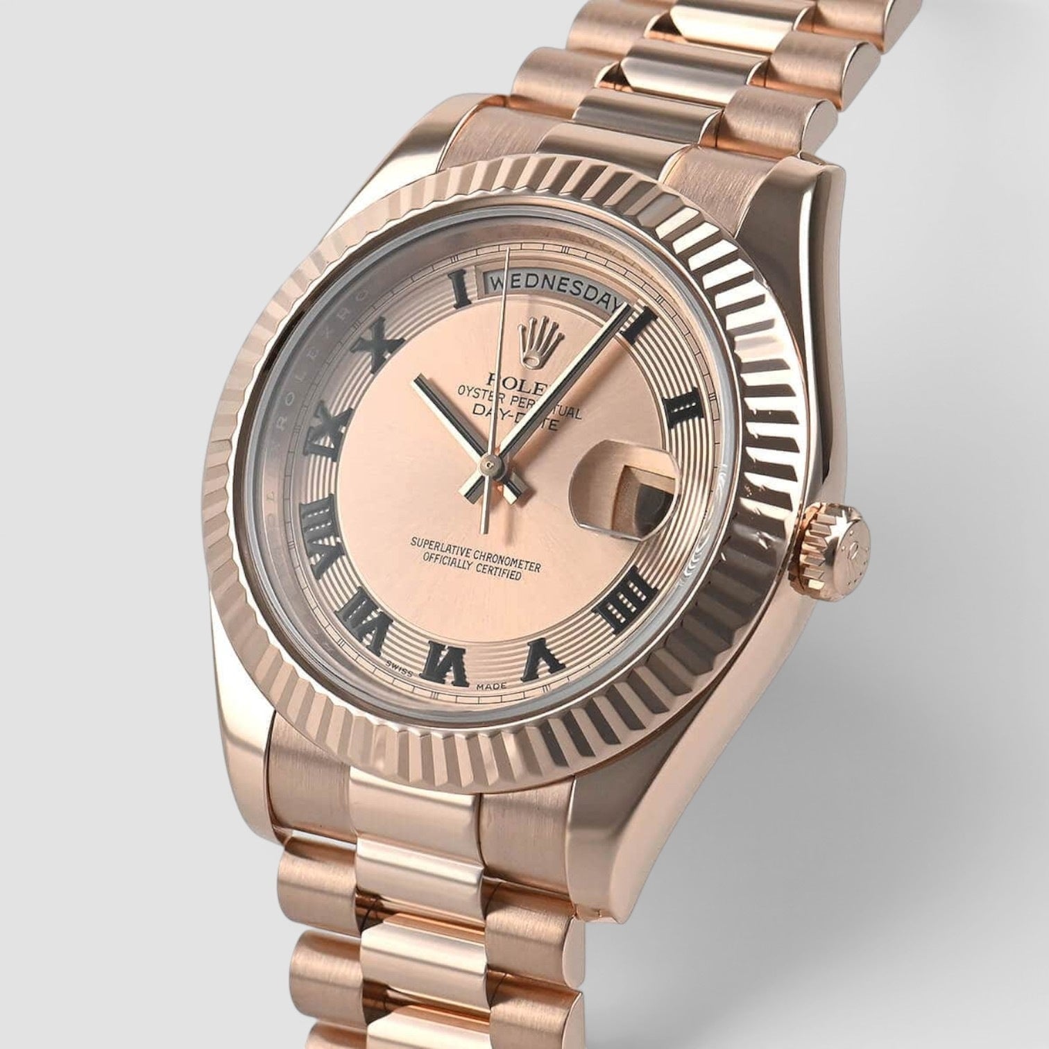 Day-Date II 41mm 18K Everose Gold Black Roman Dial