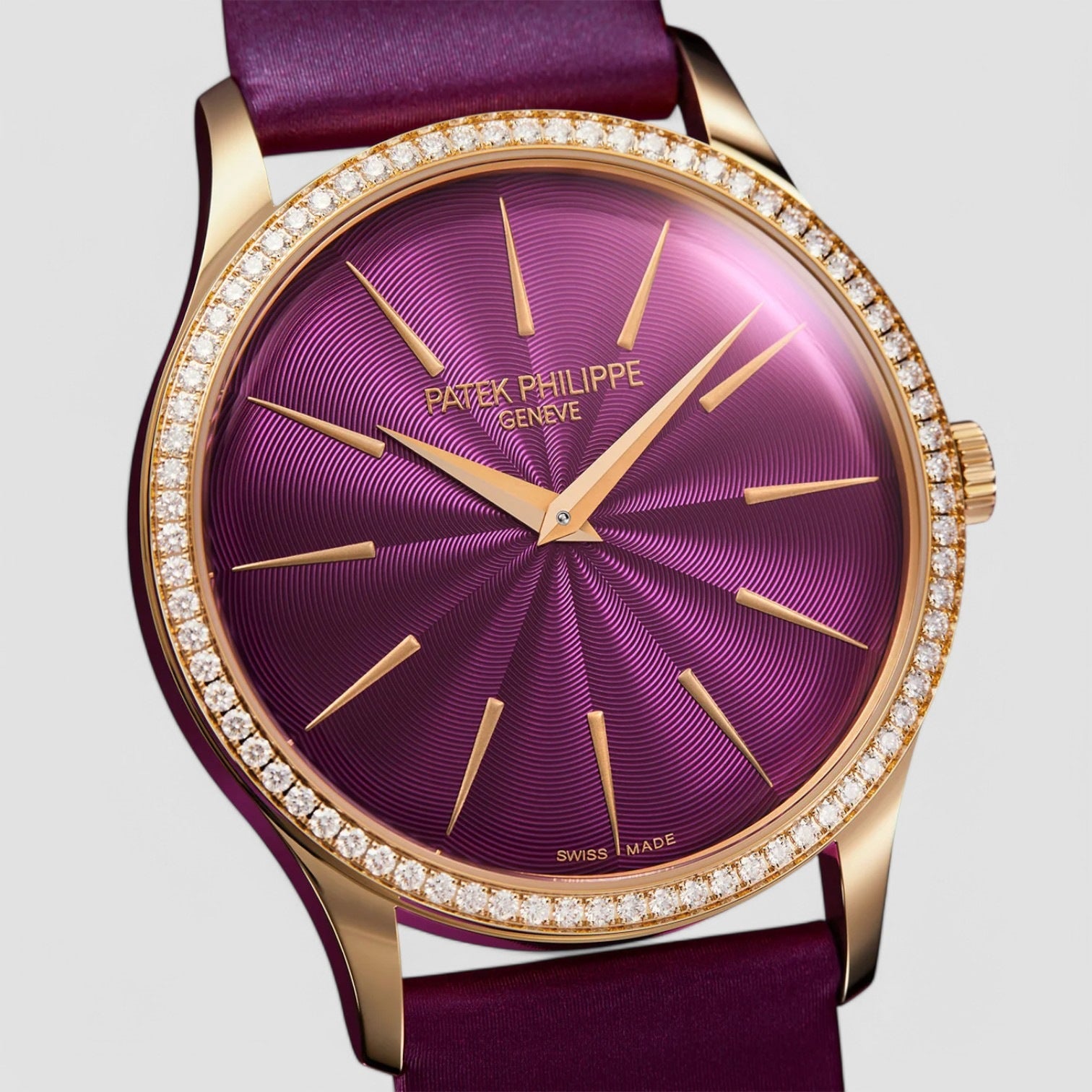 Calatrava Ladies Joaillerie Rose Gold Purple Dial