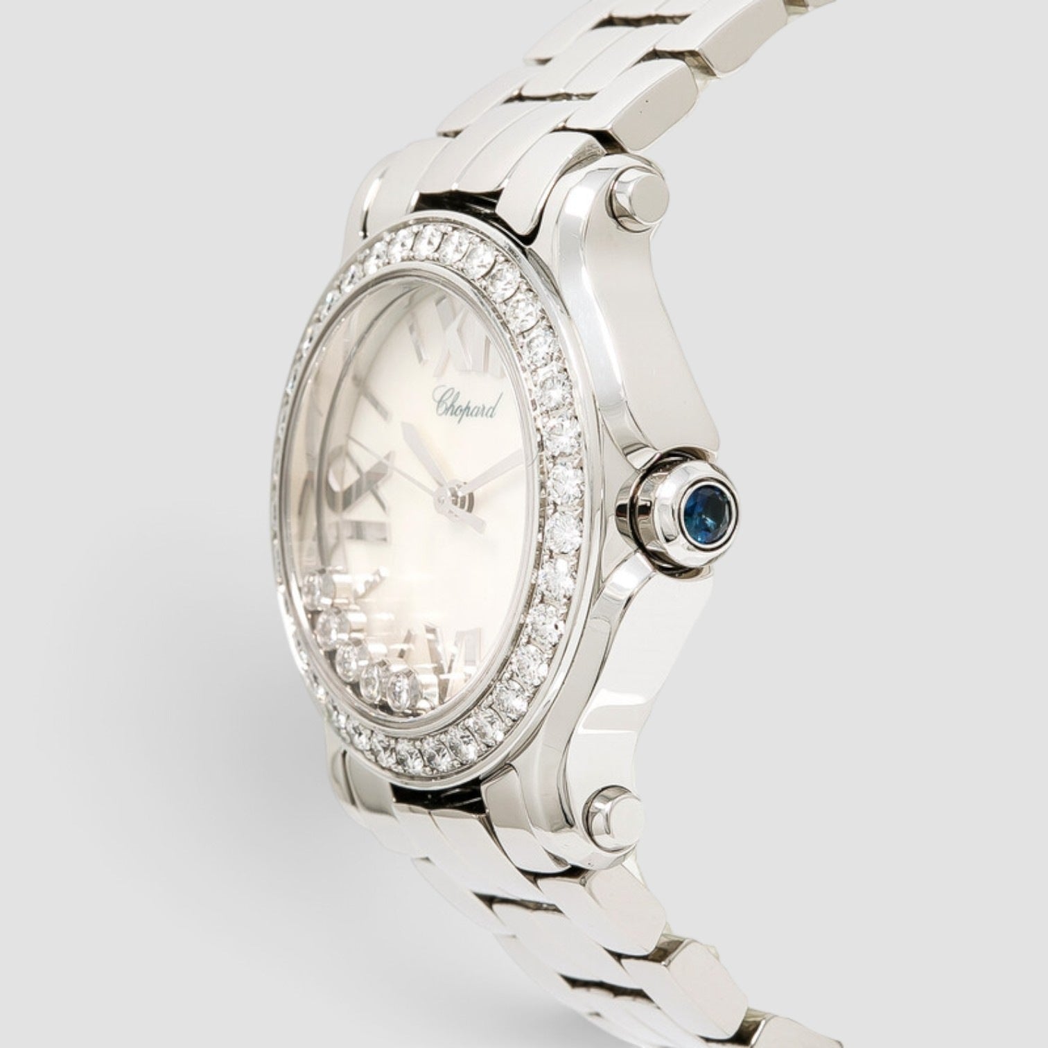Happy Sport 30mm Stainless Steel Mother-of-Pearl Diamond Dial
