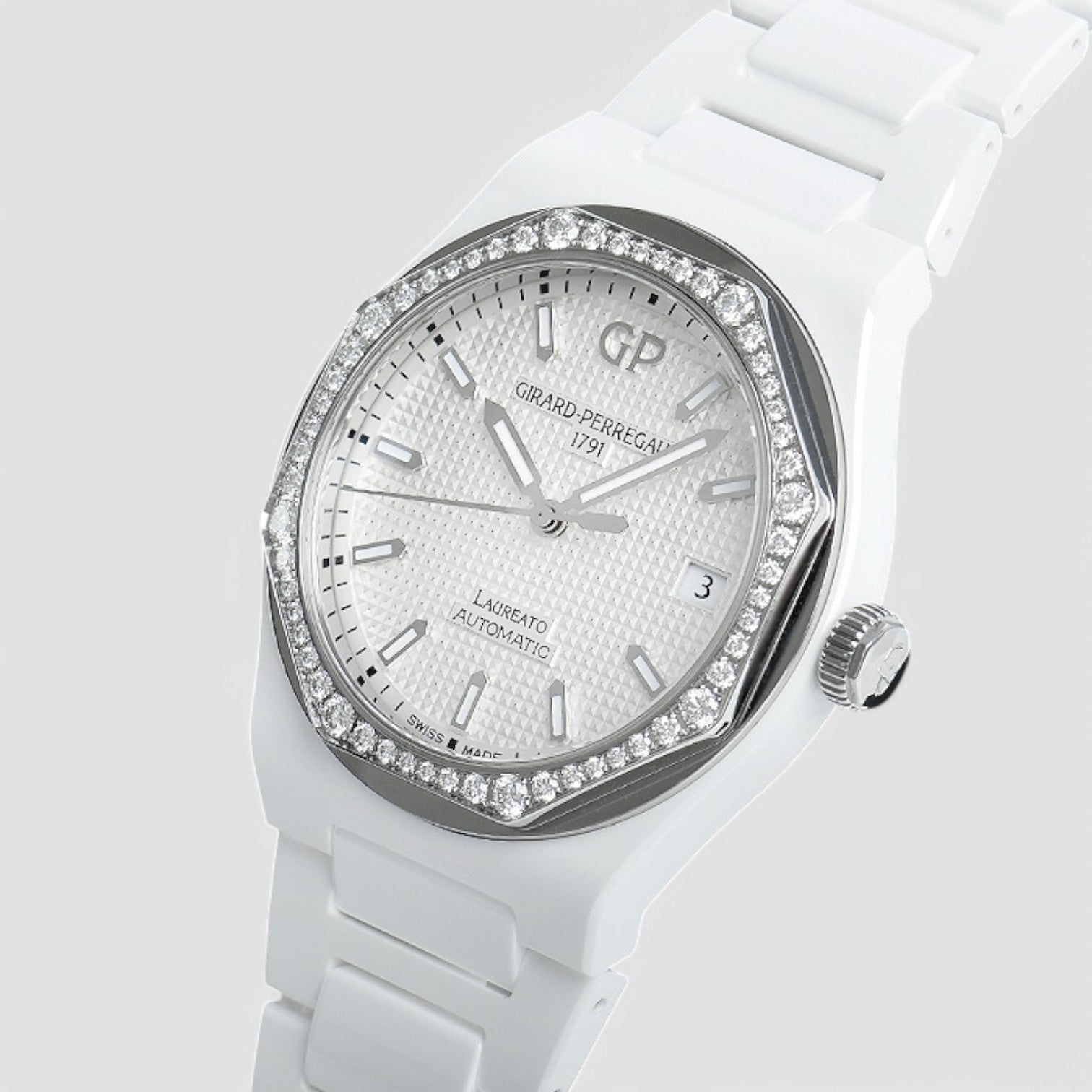 Laureato Automatic Diamond White Dial Ladies Watch