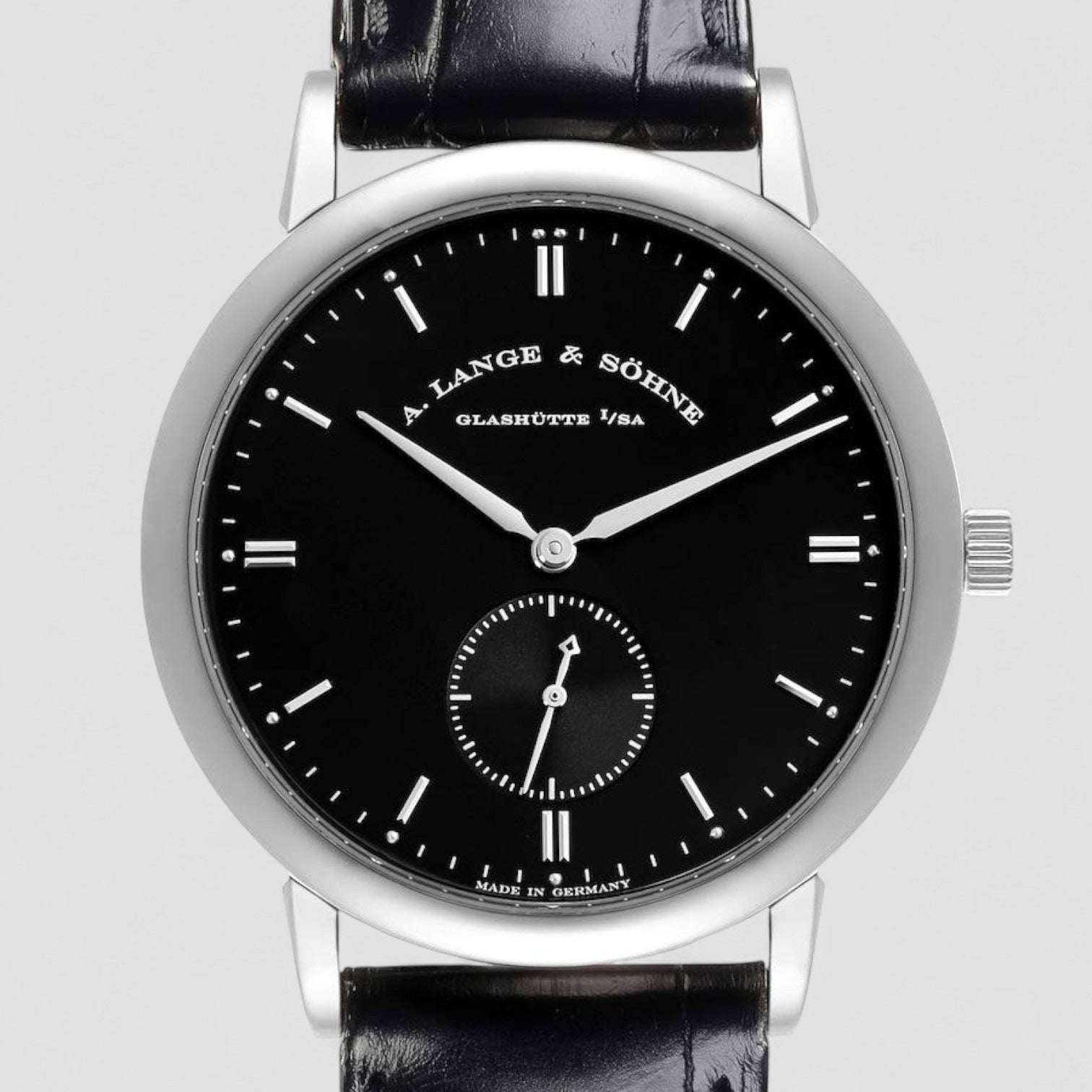 Saxonia White Gold Black Dial Mens Watch