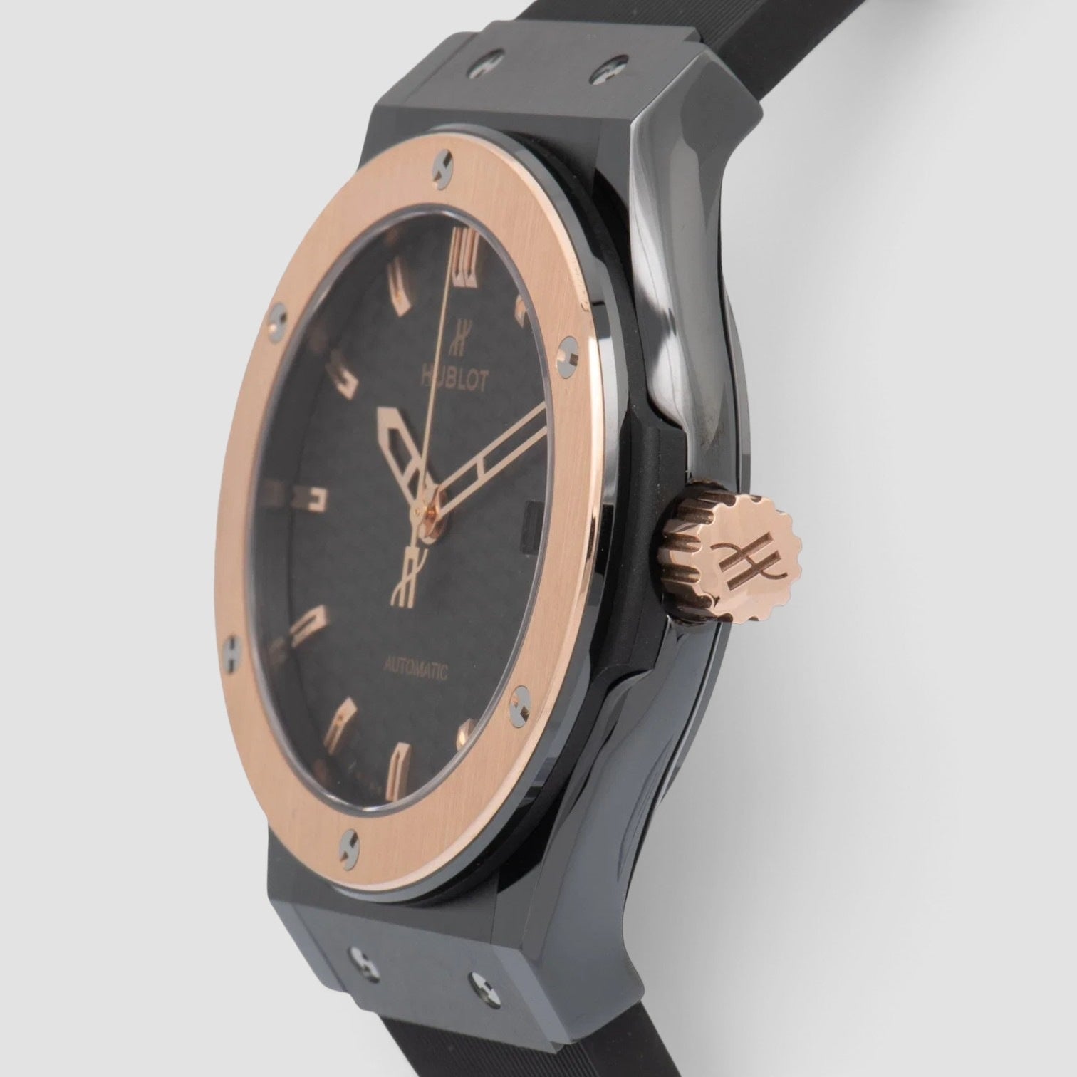 Classic Fusion 42mm Black Ceramic & 18K Rose Gold Black Dial
