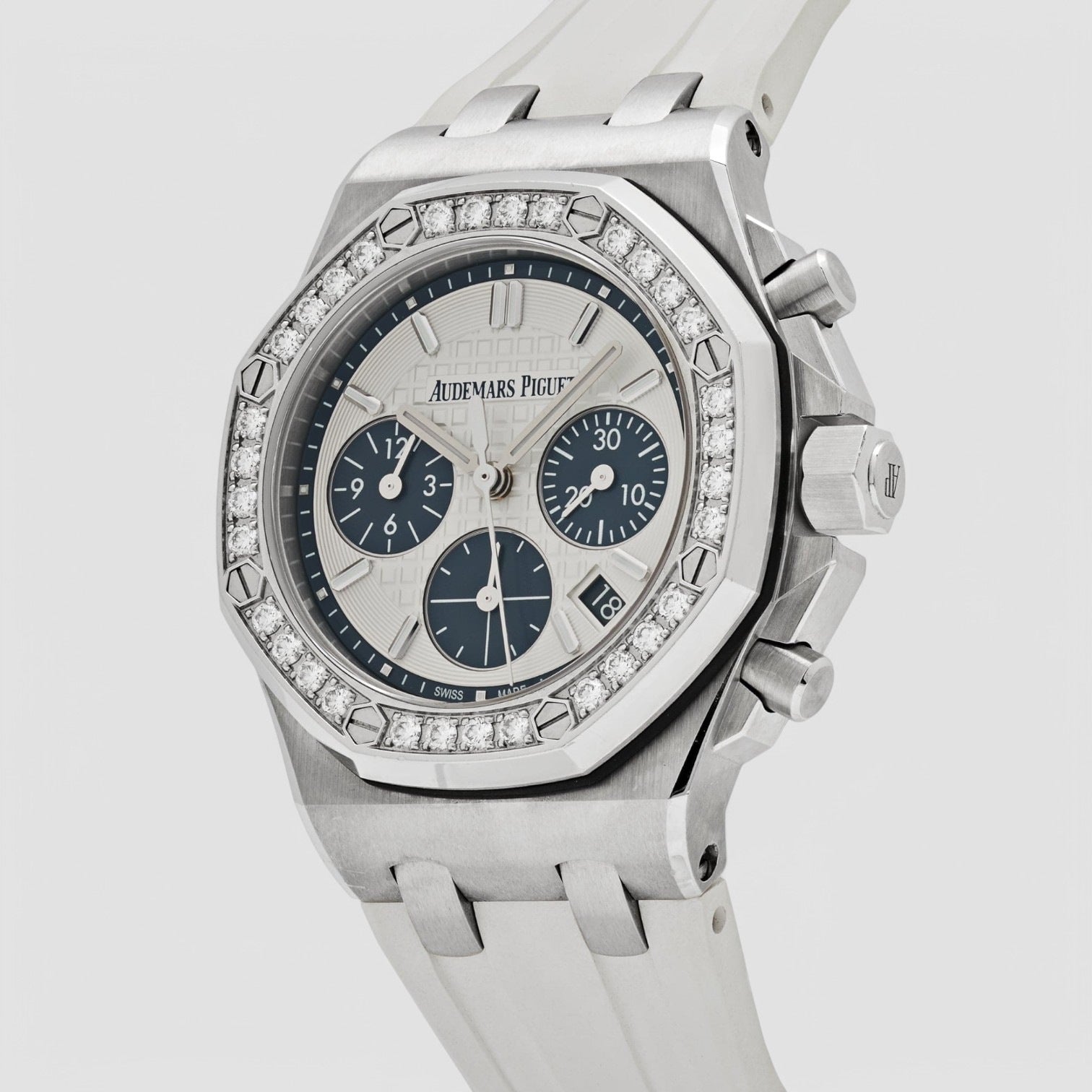 Royal Oak Offshore Stainless Steel Silver Dial Diamond Bezel