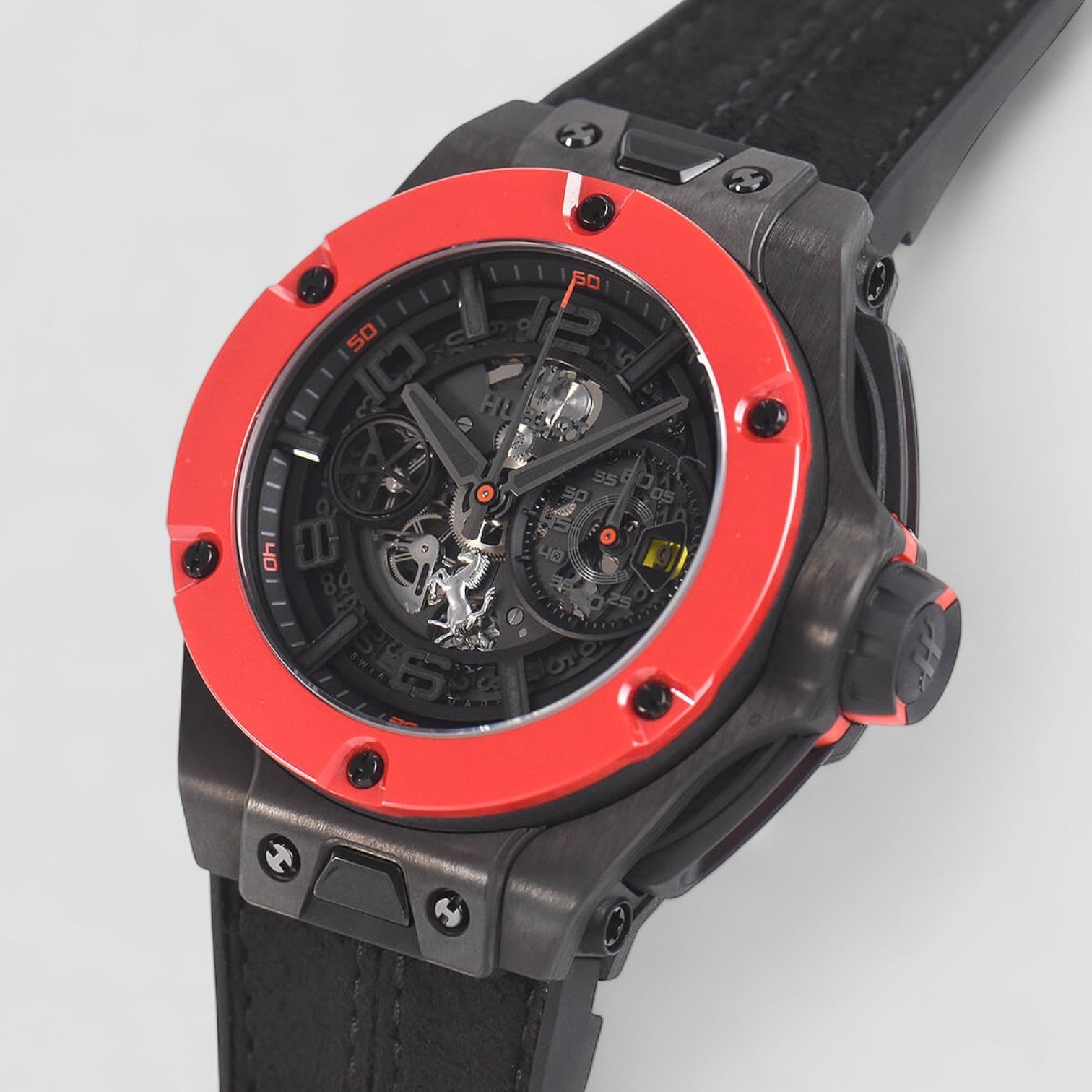 Big Bang Unico Ferrari Red Ceramic Chronograph Automatic Black Dial Men's Watch