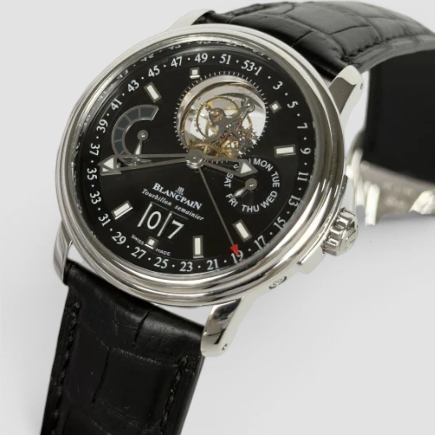 Léman Tourbillon Semainier 40mm Platinum Black Dial