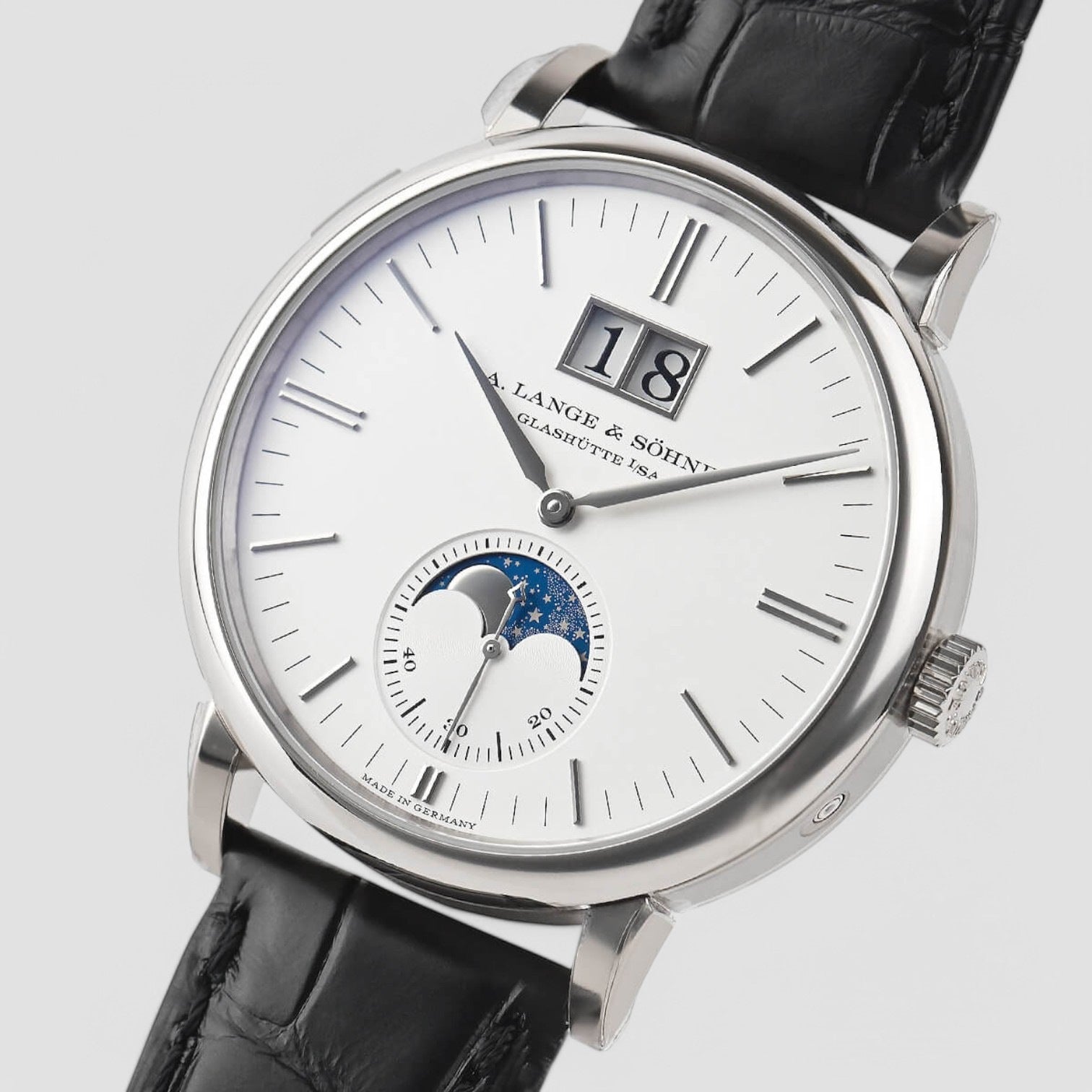 Saxonia Moon Phase Automatik 18K White Gold / Silver Dia