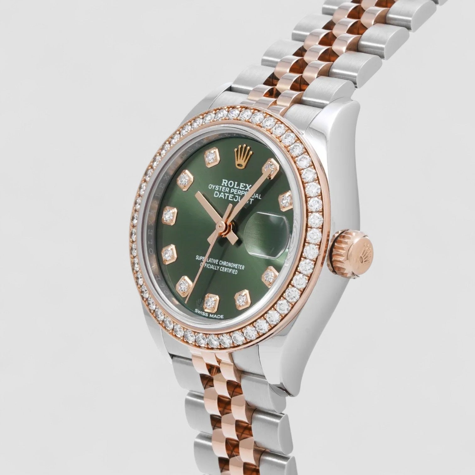 Lady-Datejust 28 Green Diamond Dial Watch