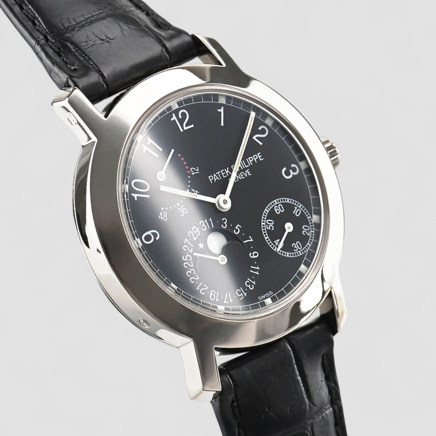 Moon Phase Power Reserve 5055G 18K White Gold Black Dial Description