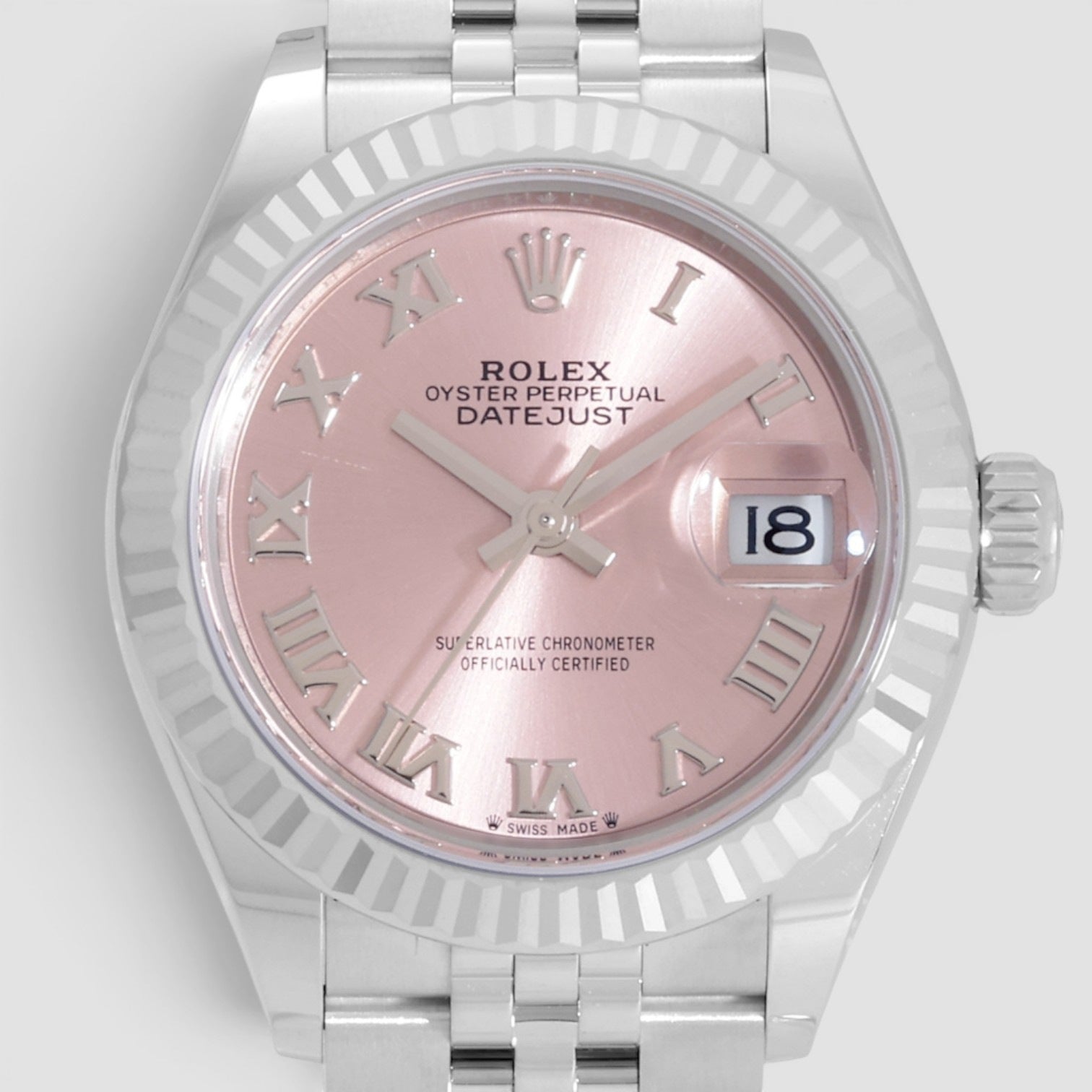 Lady-Datejust 28mm Stainless Steel & White Gold Pink Roman Dial